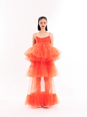 Orange Maxi Cake Dress Set