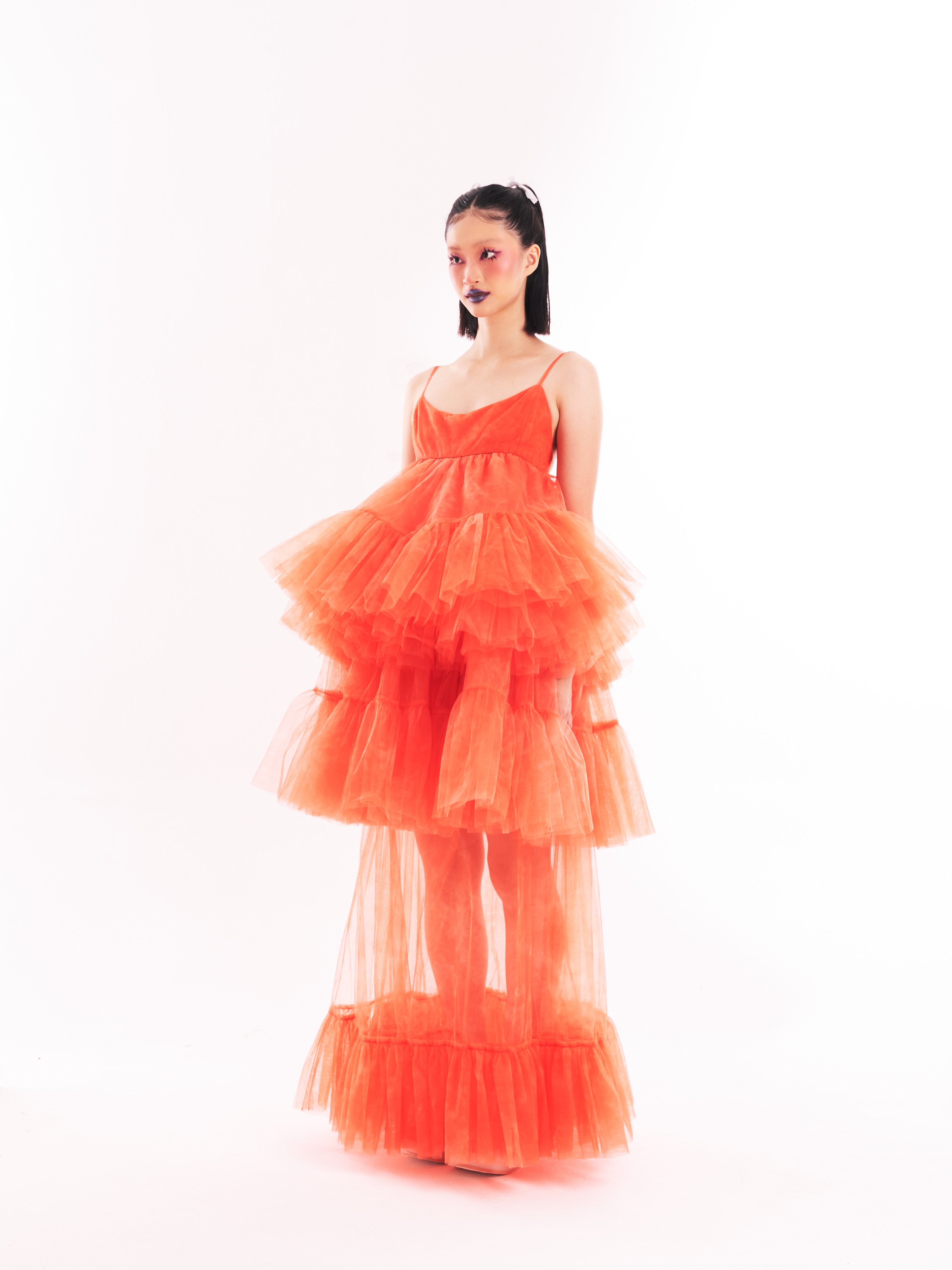 Orange Maxi Cake Dress Set