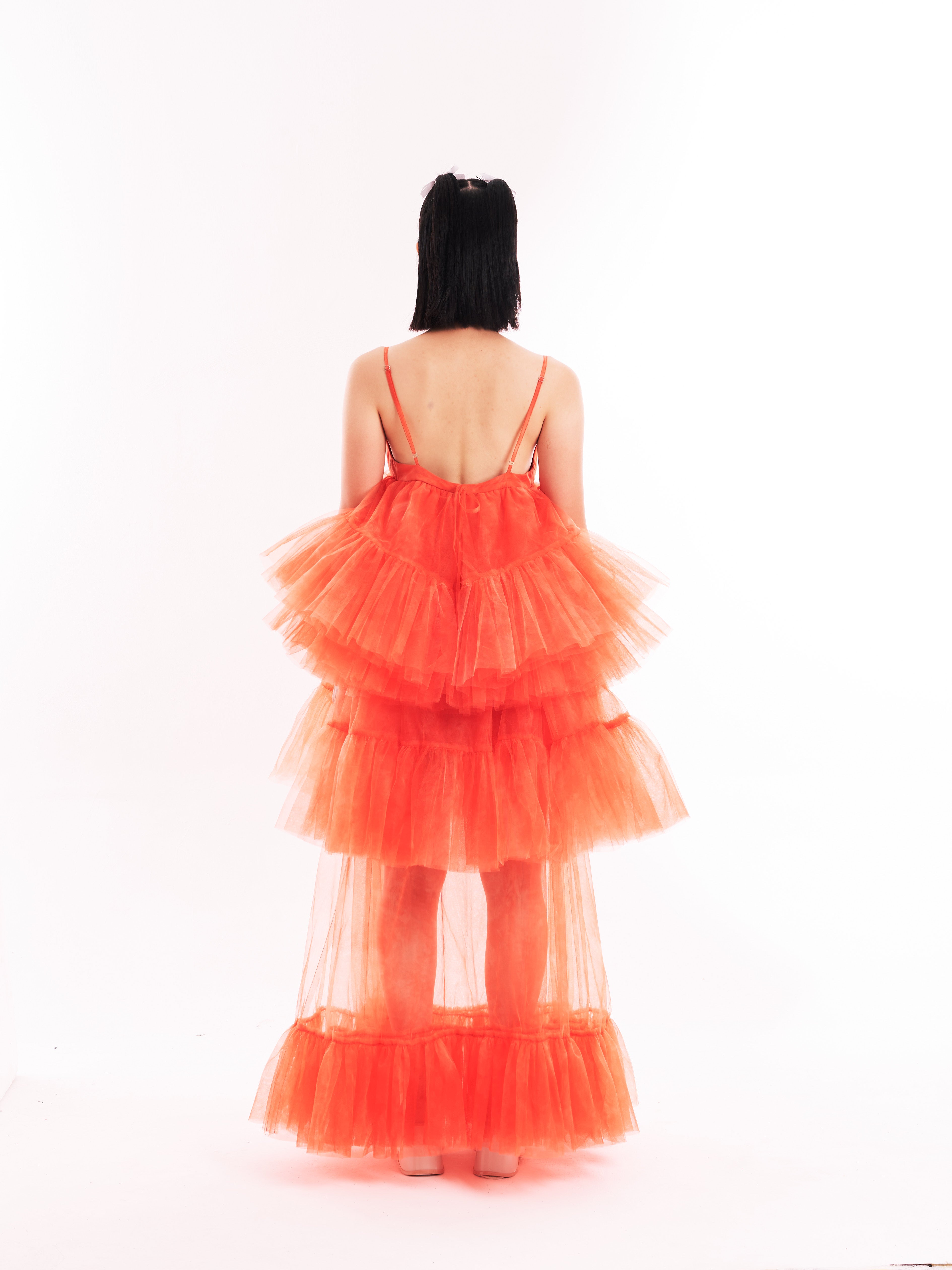 Orange Maxi Cake Dress Set