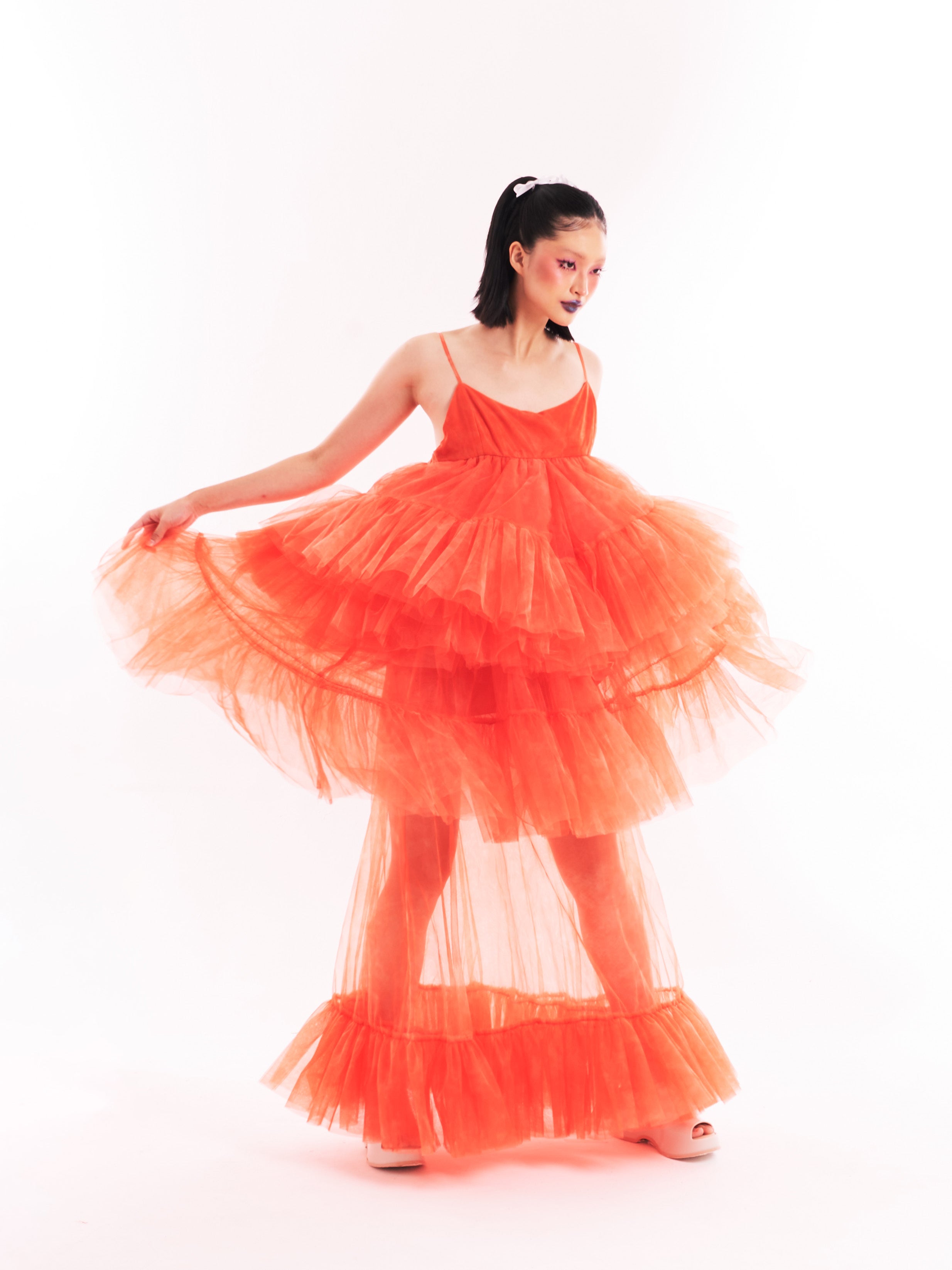 Orange Maxi Cake Dress Set