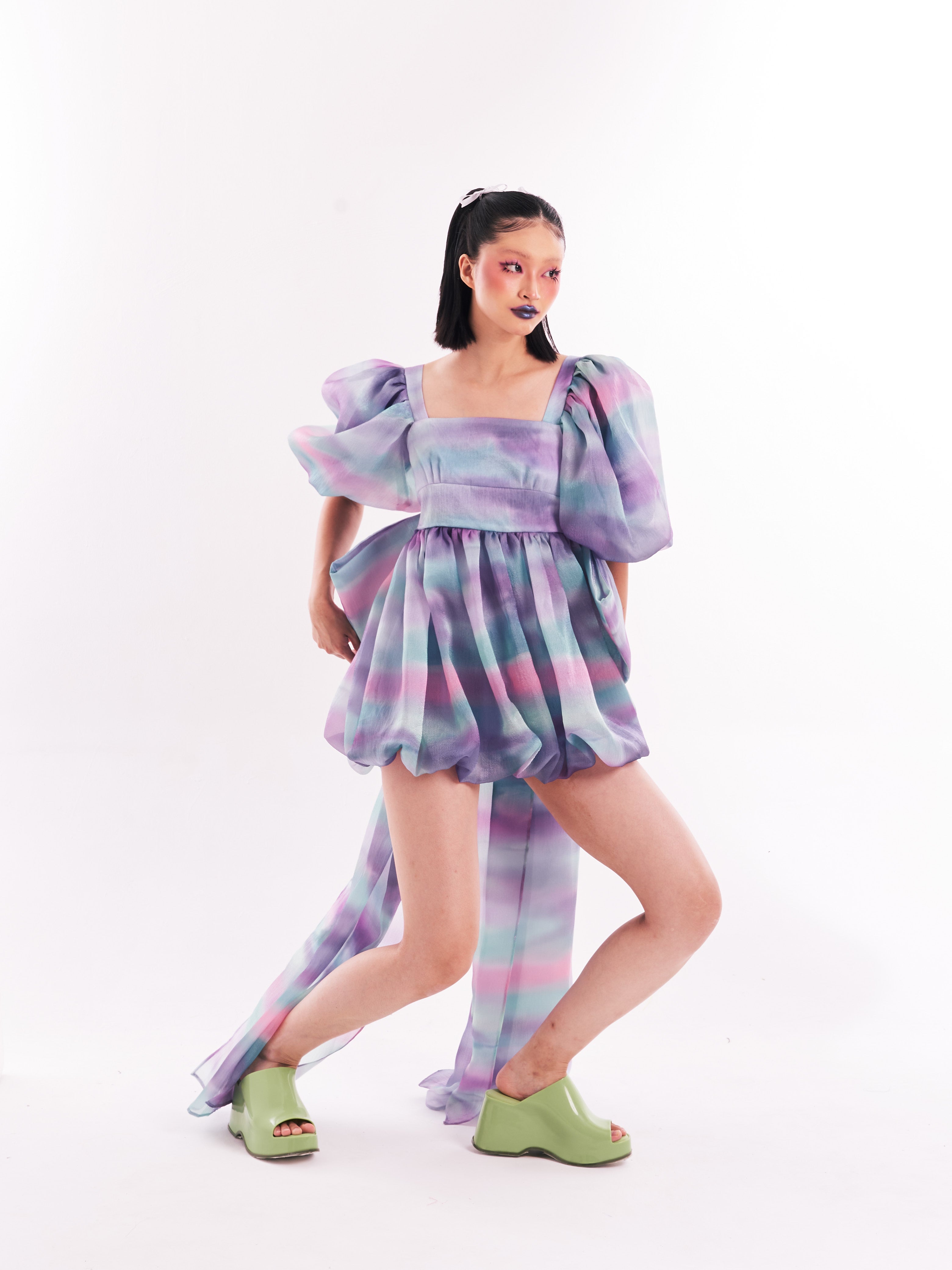 Purple Bow-Backed Ribbon Dress