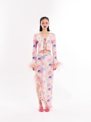 Pink Faux Fur Sheer Set