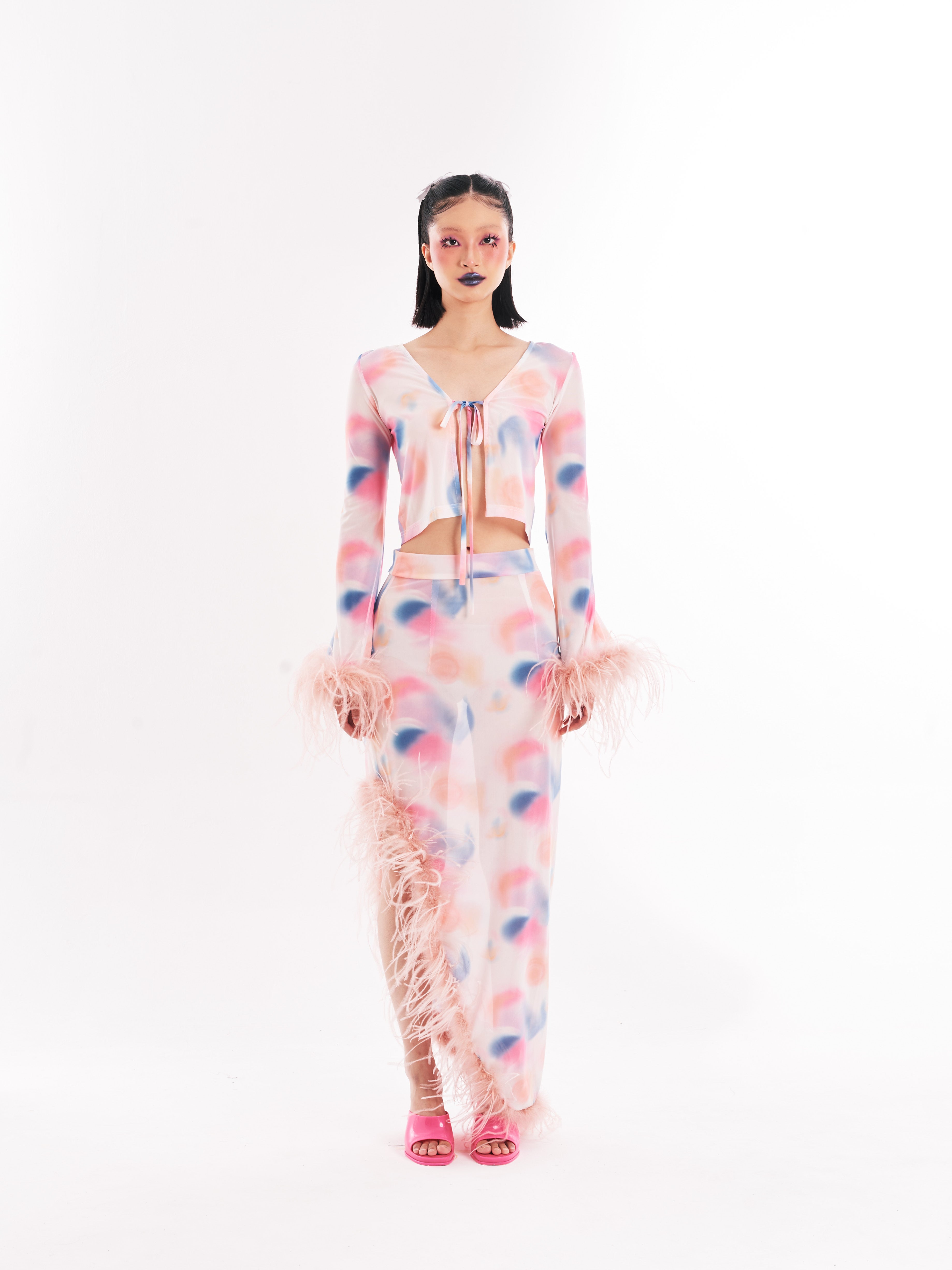 Pink Faux Fur Sheer Set