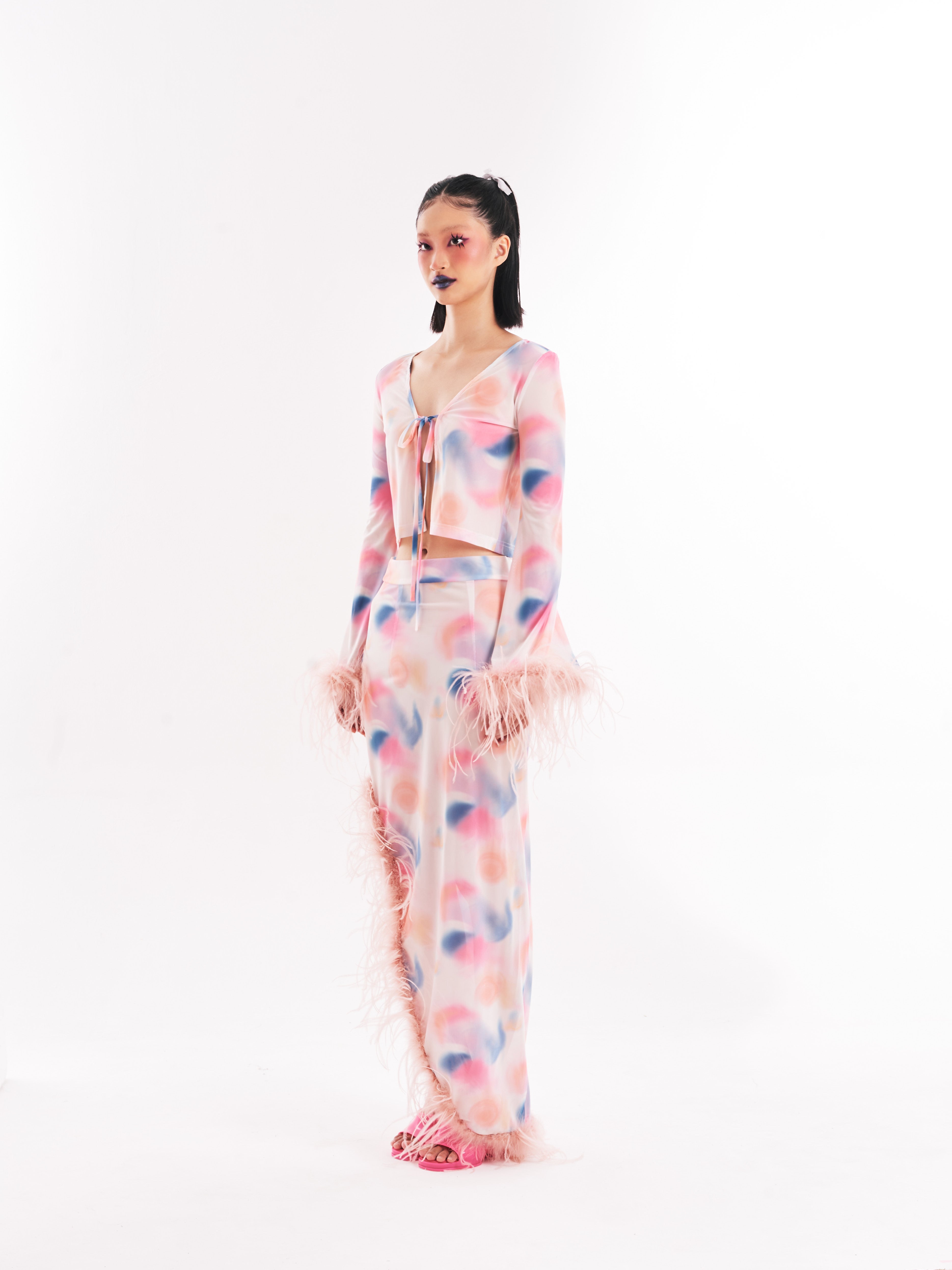 Pink Faux Fur Sheer Set