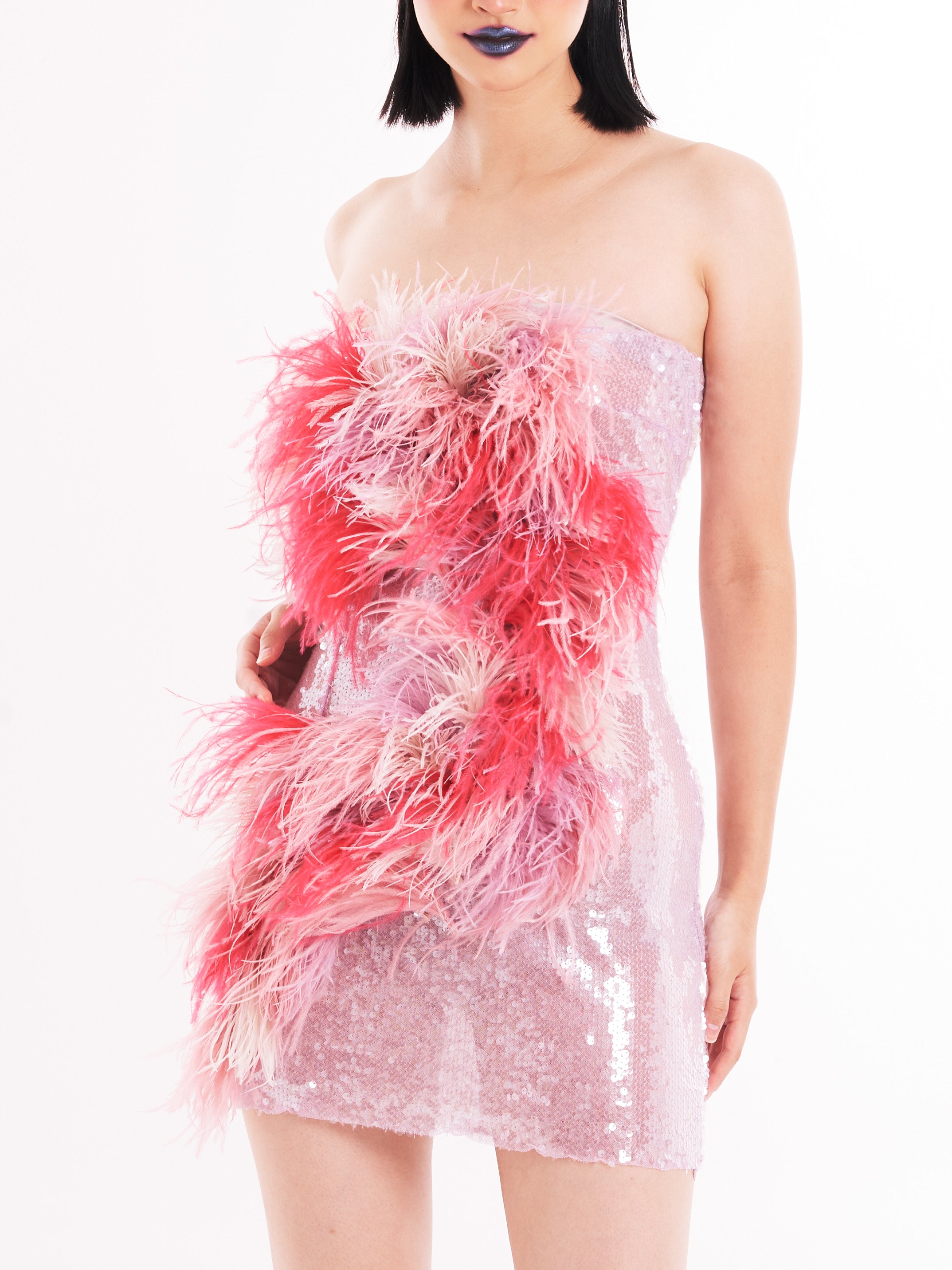 Pink Sequin Bodycon Dress