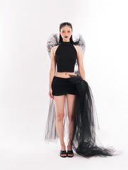 Black Tulle Halter Ribbon Set