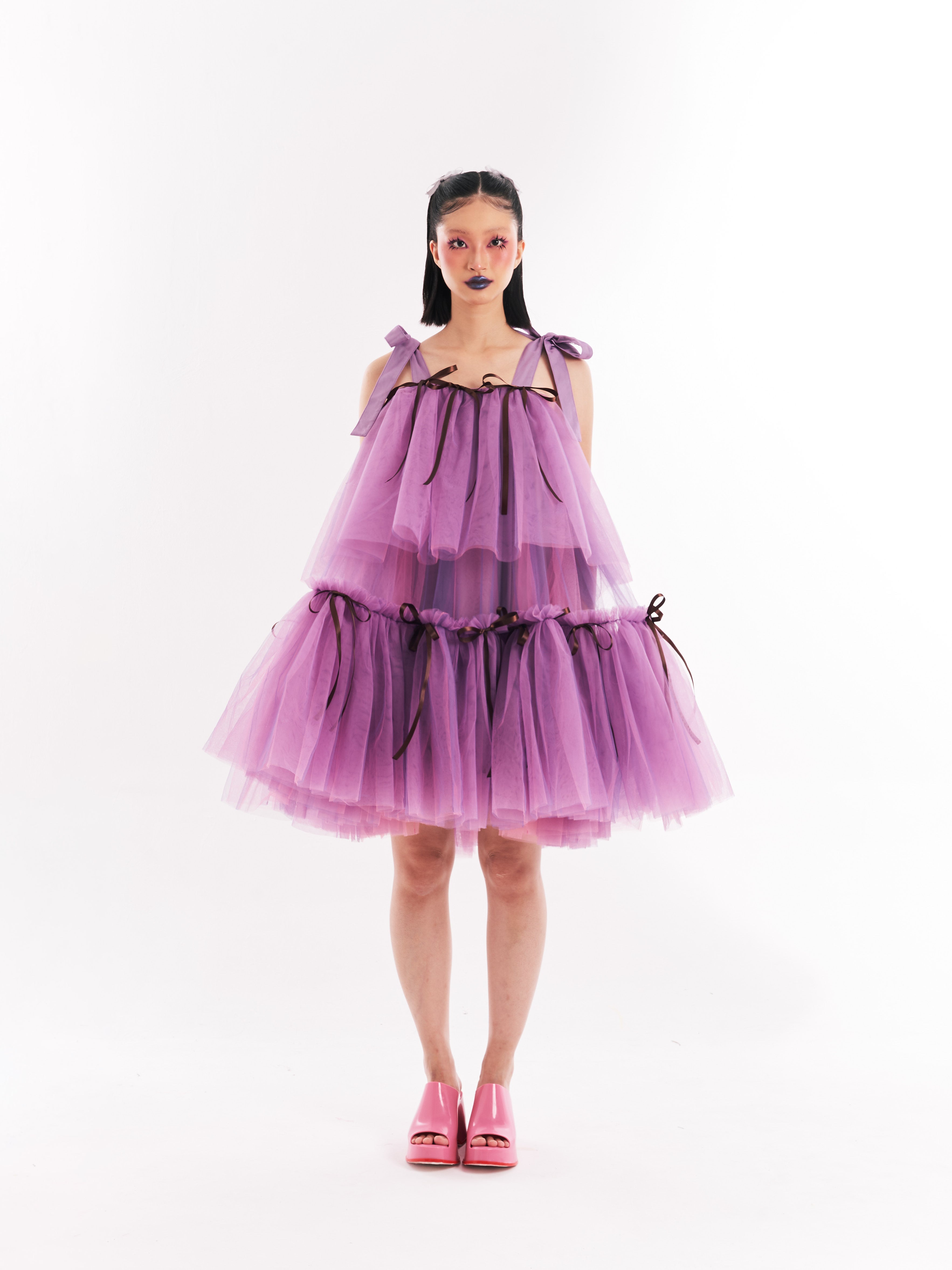 Purple Midi Tulle Dress