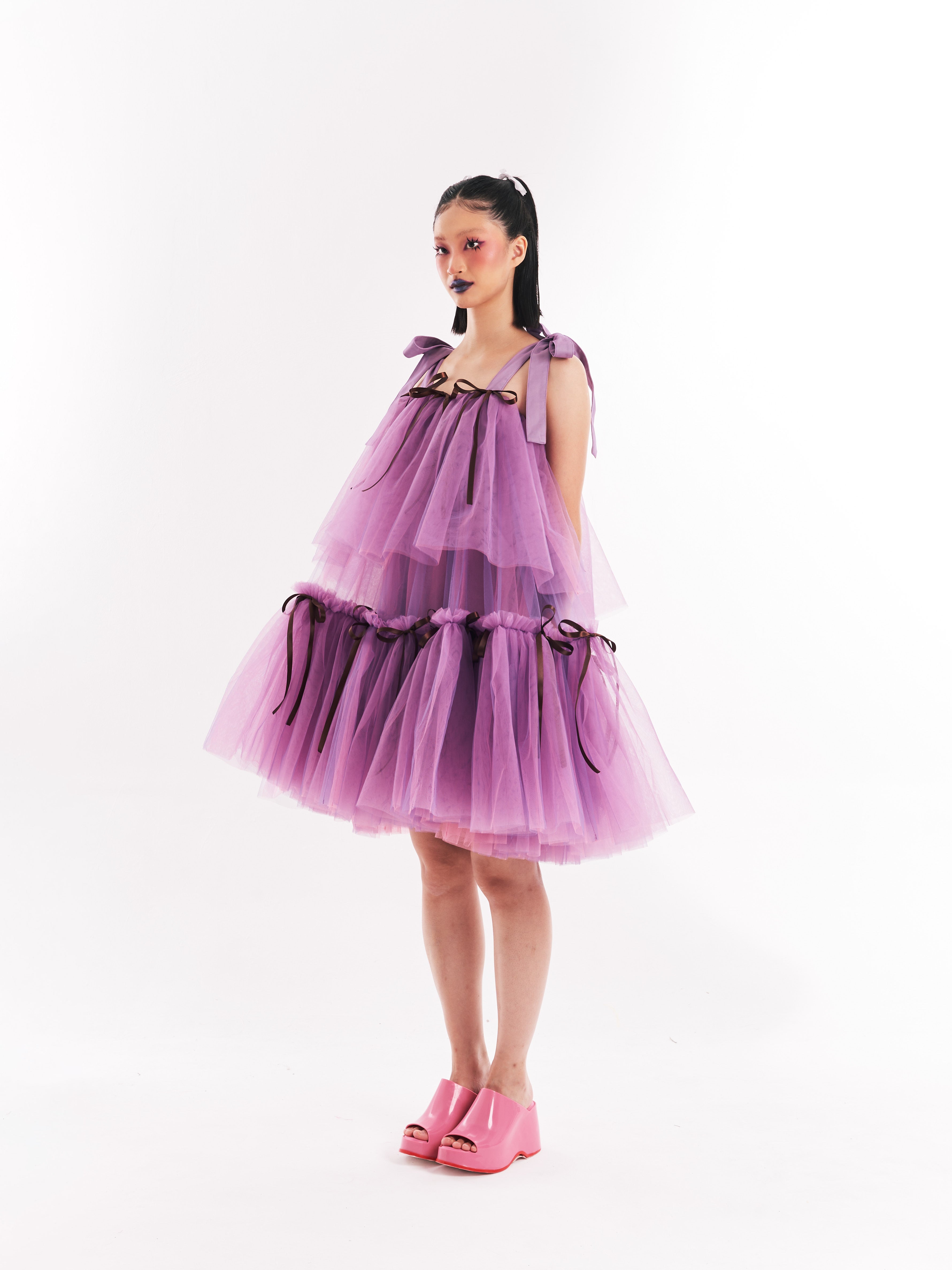 Purple Midi Tulle Dress