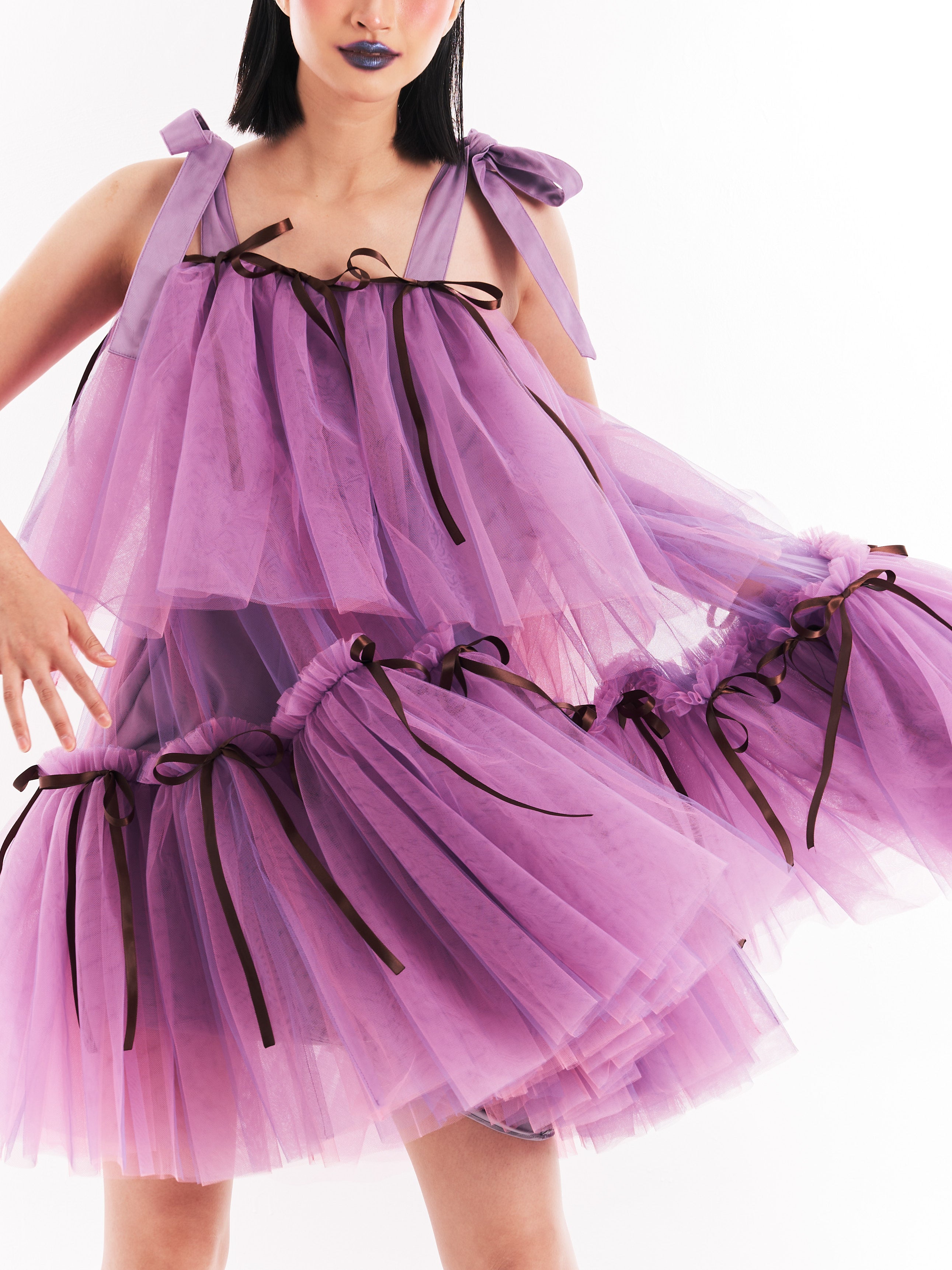 Purple Midi Tulle Dress