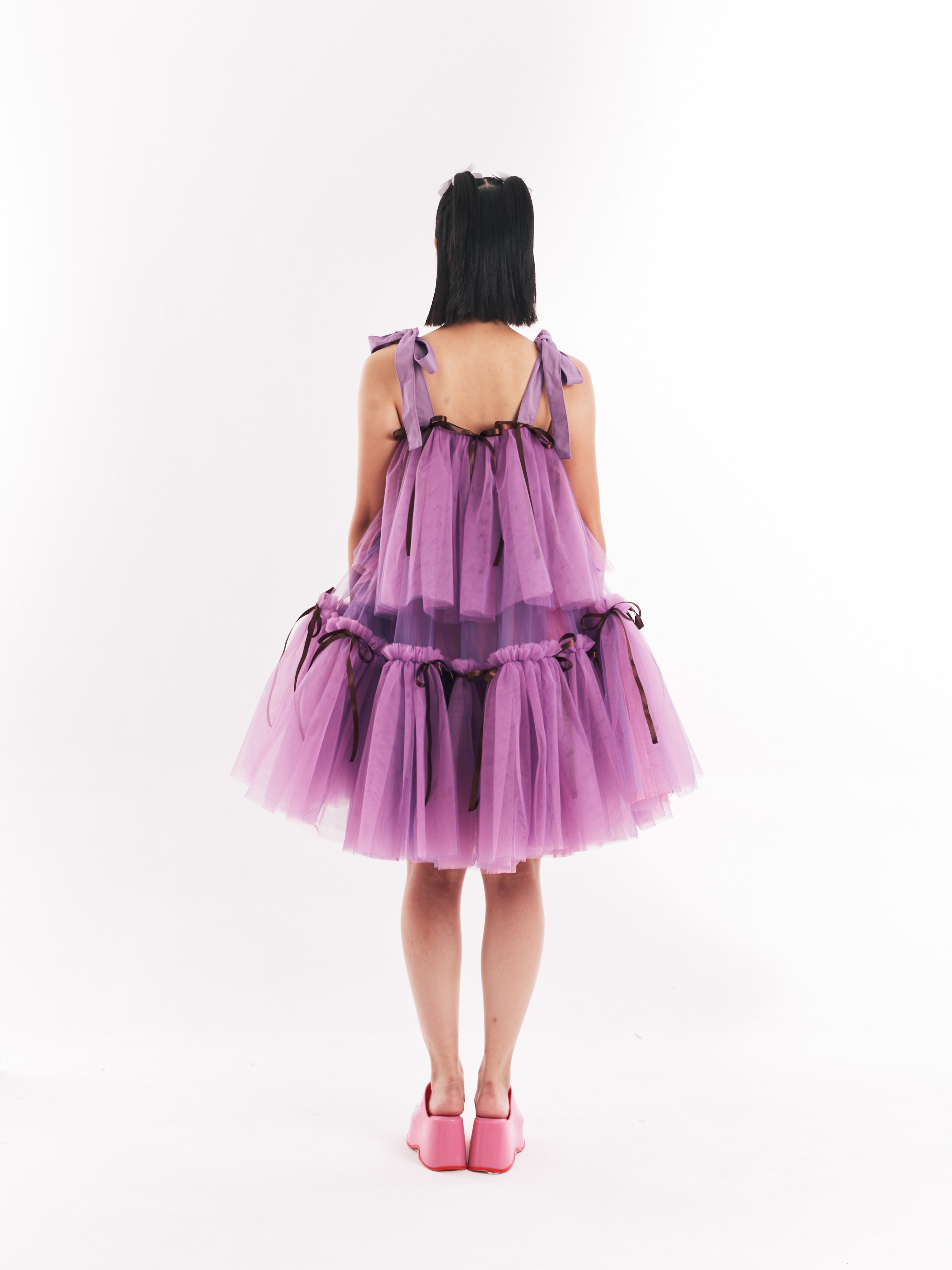 Purple Midi Tulle Dress