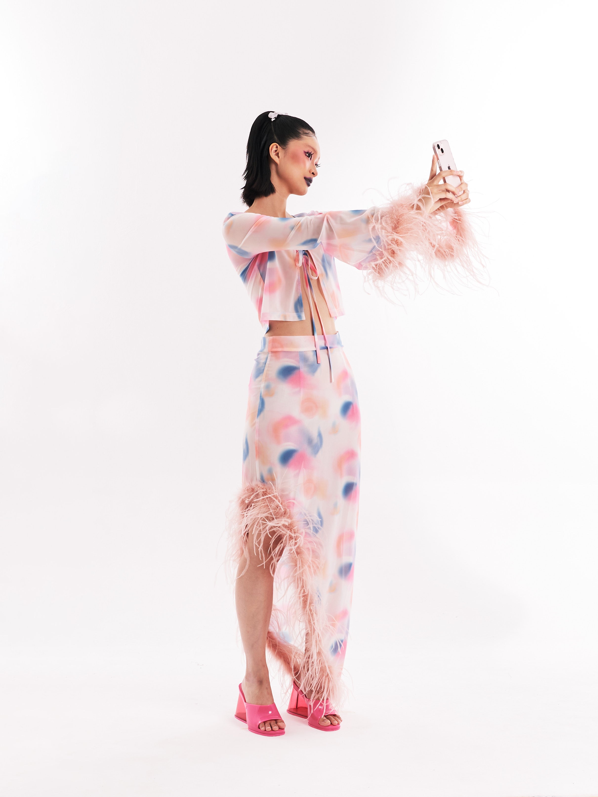 Pink Faux Fur Sheer Set