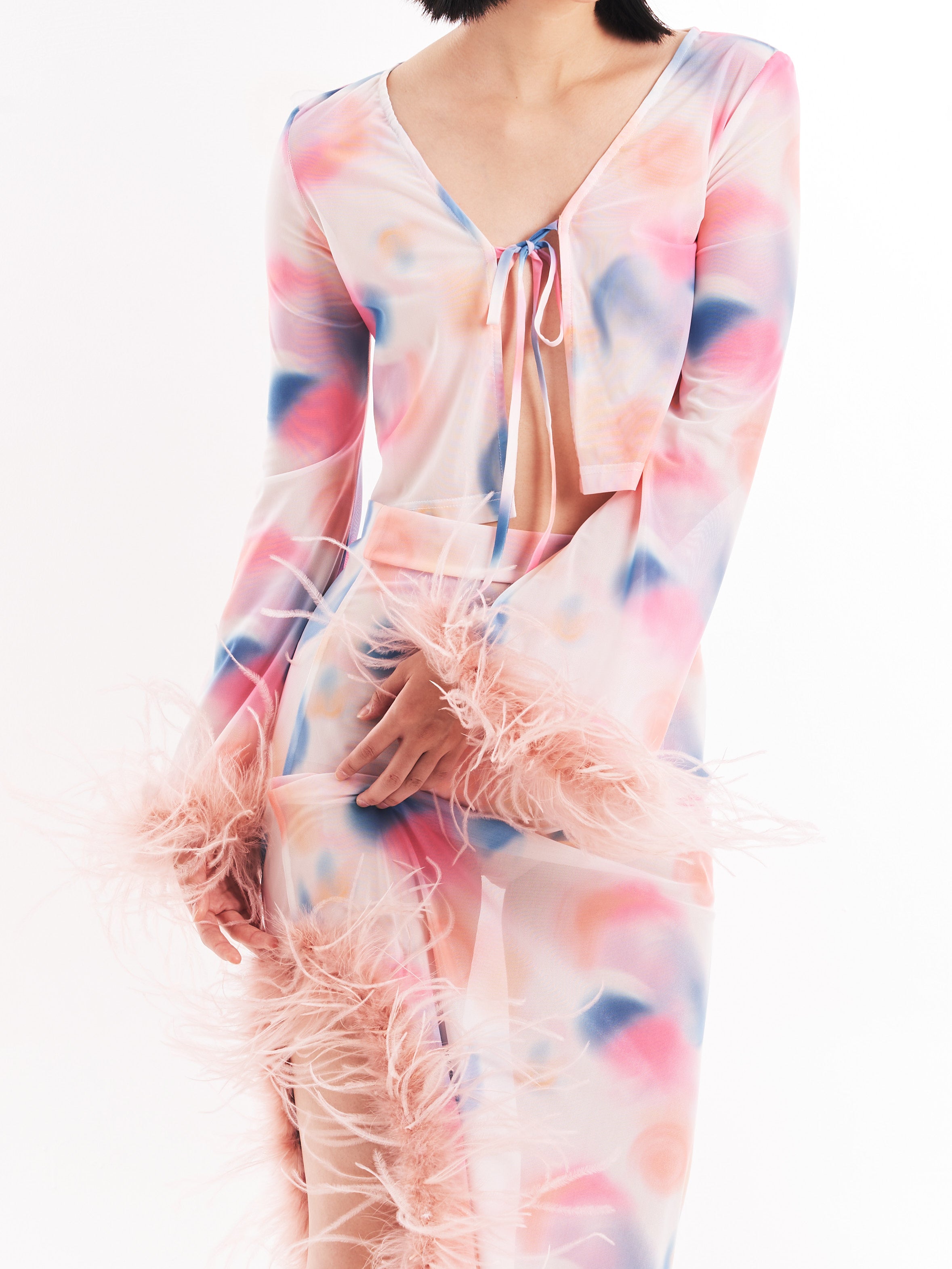 Pink Faux Fur Sheer Set