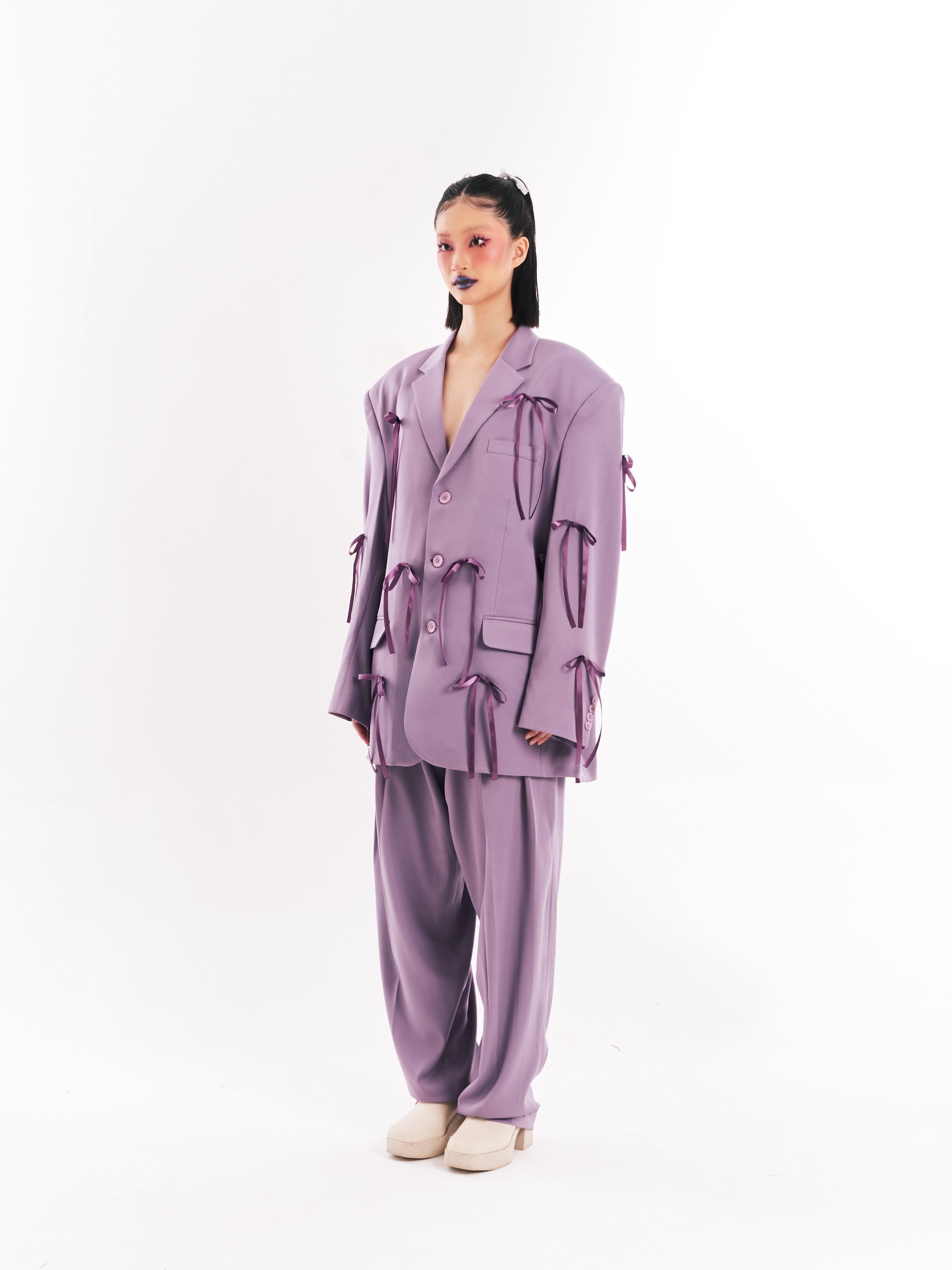 Purple Ribbon Suit Set