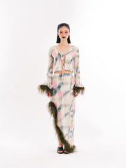Green Faux Fur Sheer Set