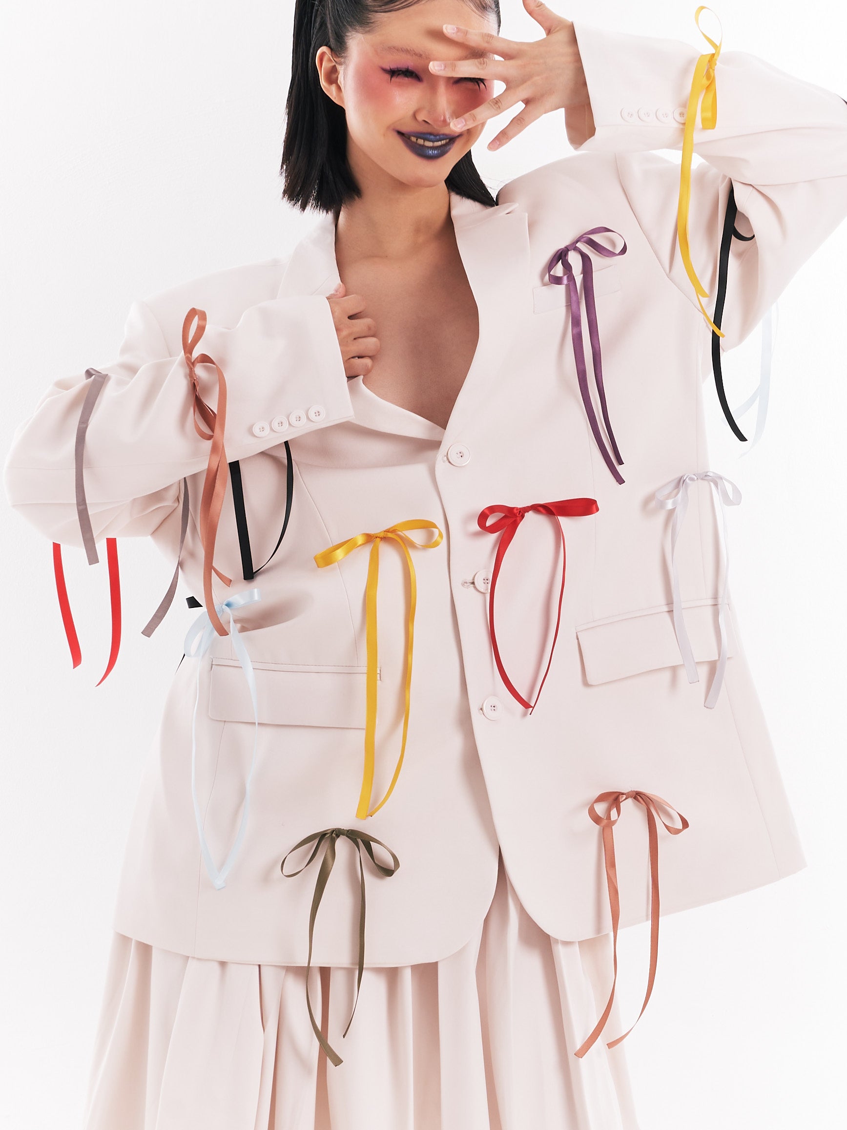 White Ribbon Suit Set