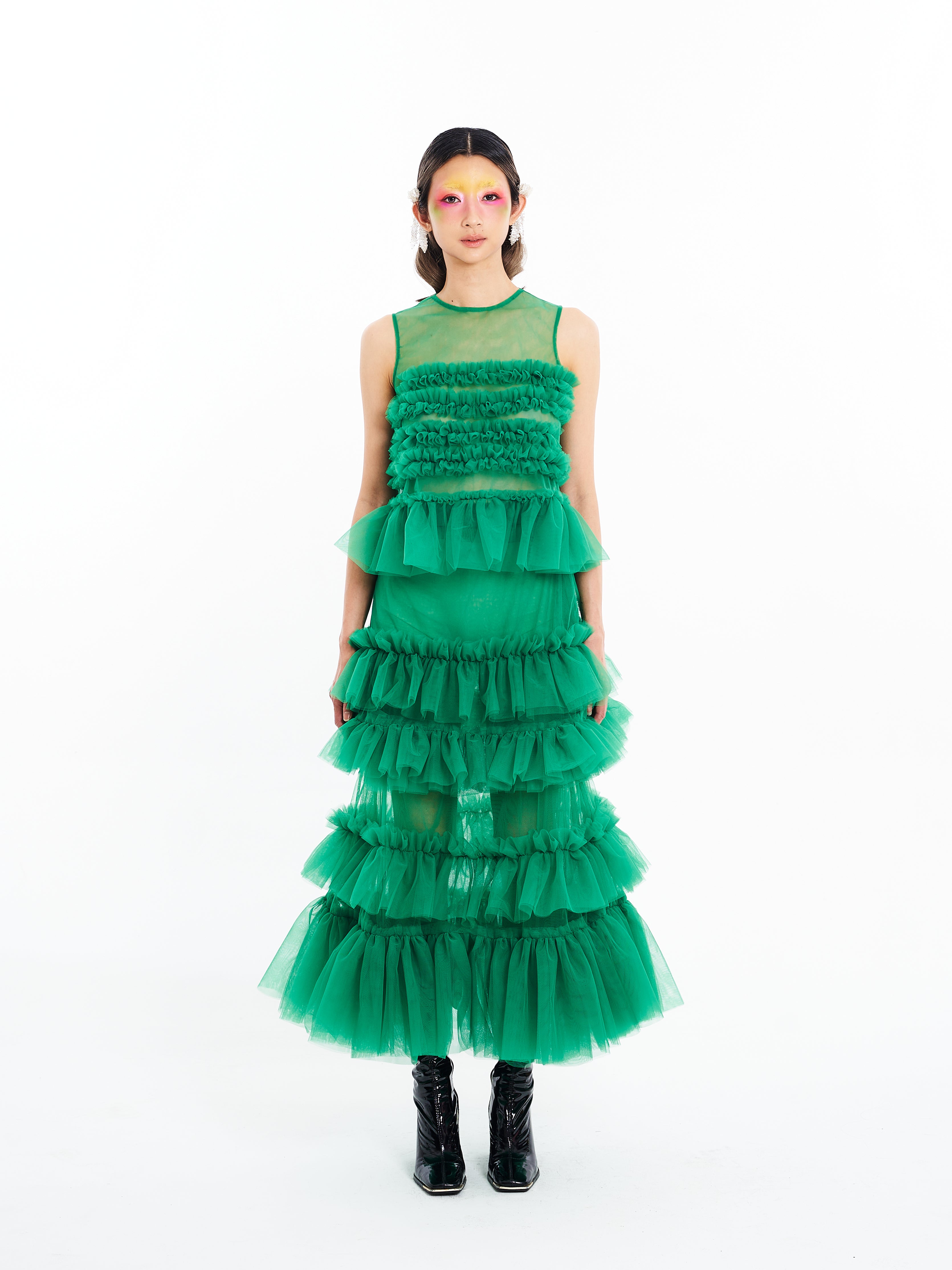 Green Ruffle Top and Maxi Skirt