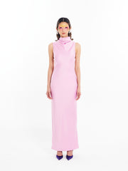 Pink Fitted Cowl Maxi Dress