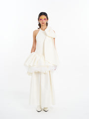 White Stacked Ribbon Maxi Dress