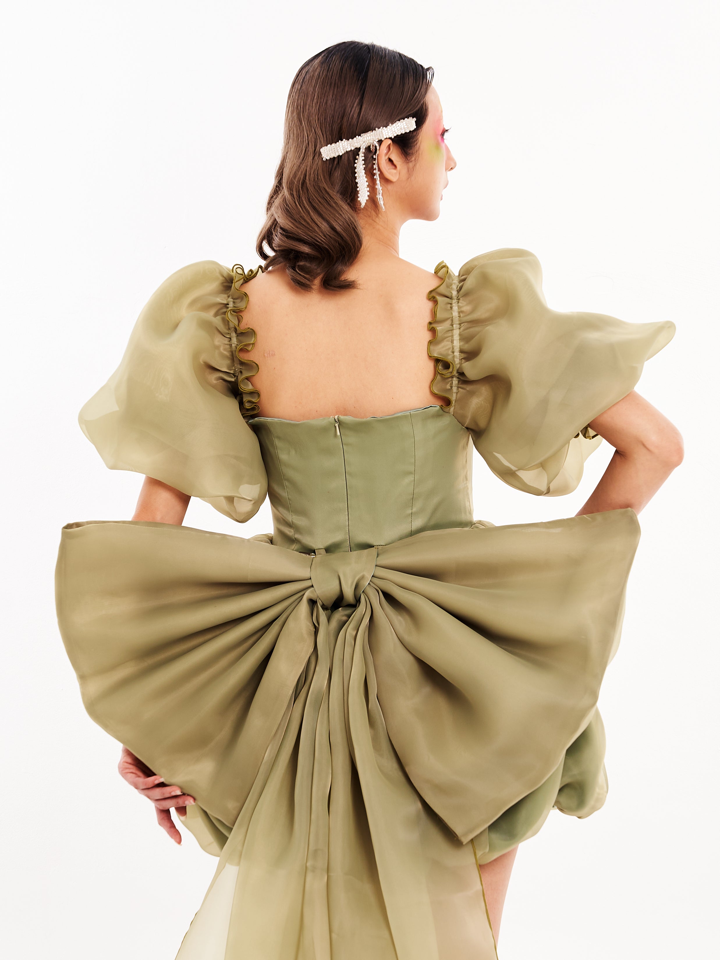 Green Bow-Backed Dress