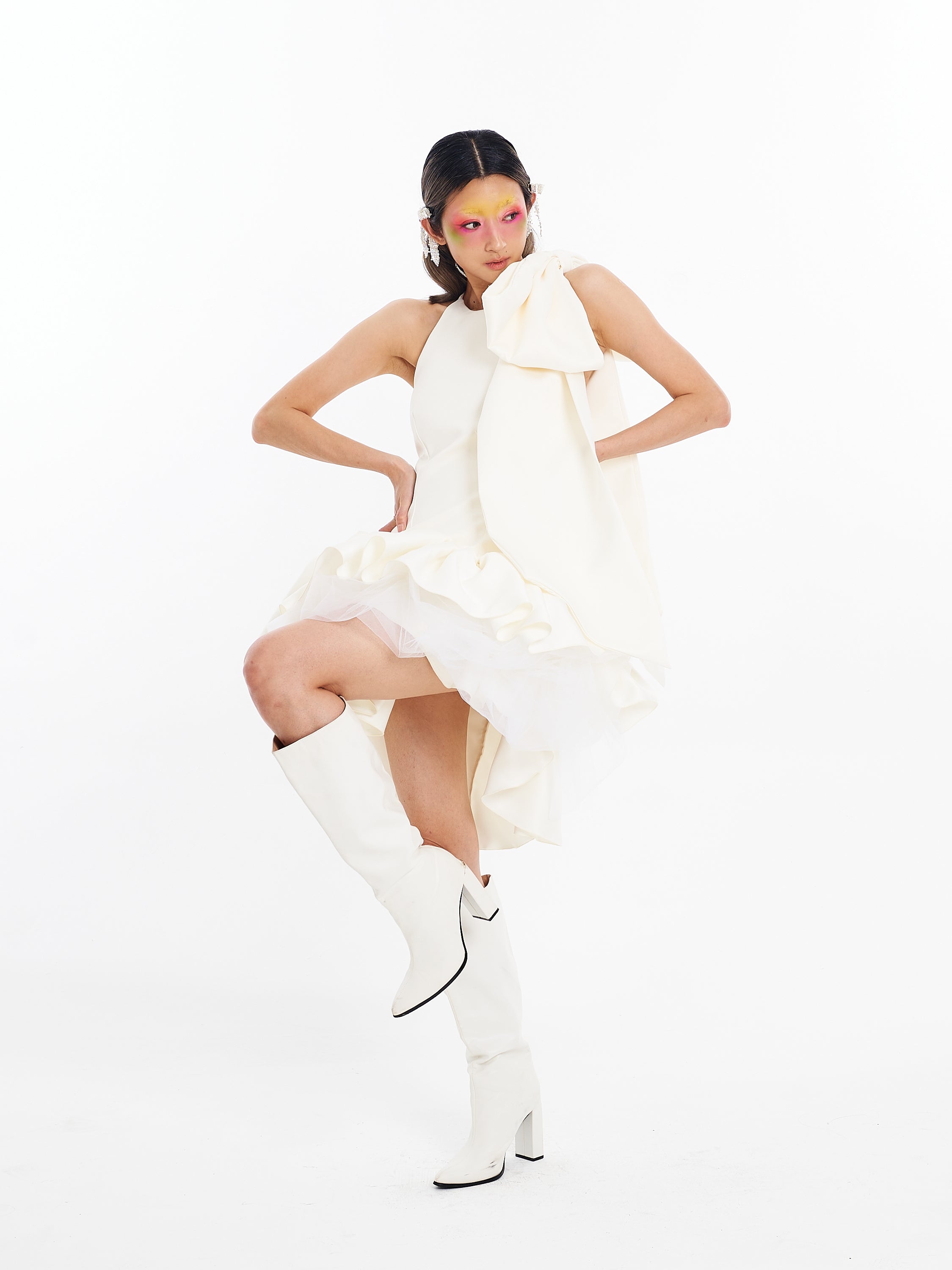 White Stacked Ribbon Dress