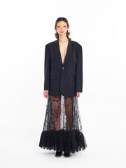 Black Suit and Glitter Skirt