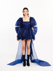 Dark Blue Bow-Backed Dress