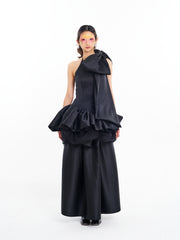 Black Stacked Ribbon Maxi Dress