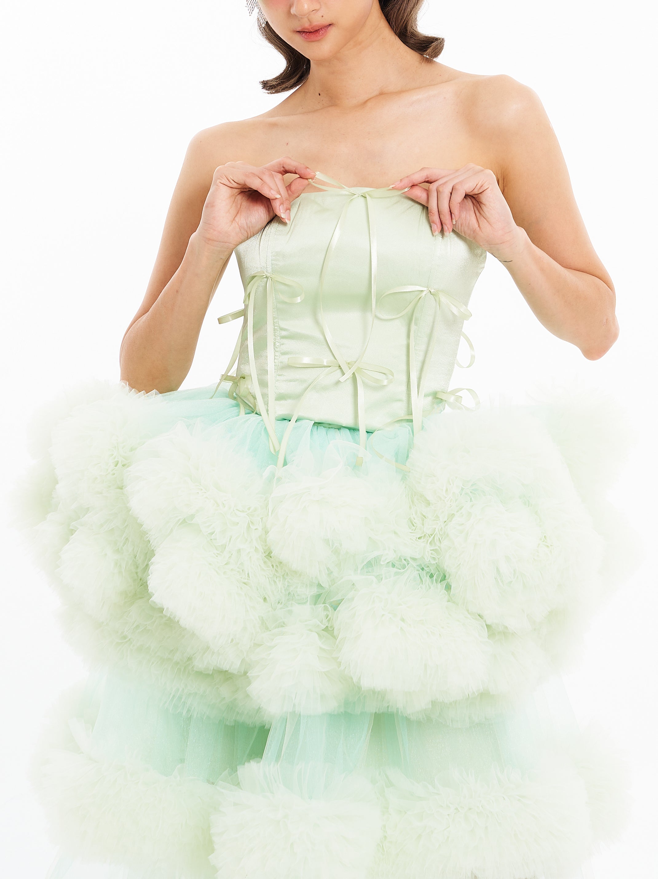 Green Corset with Poof Skirt