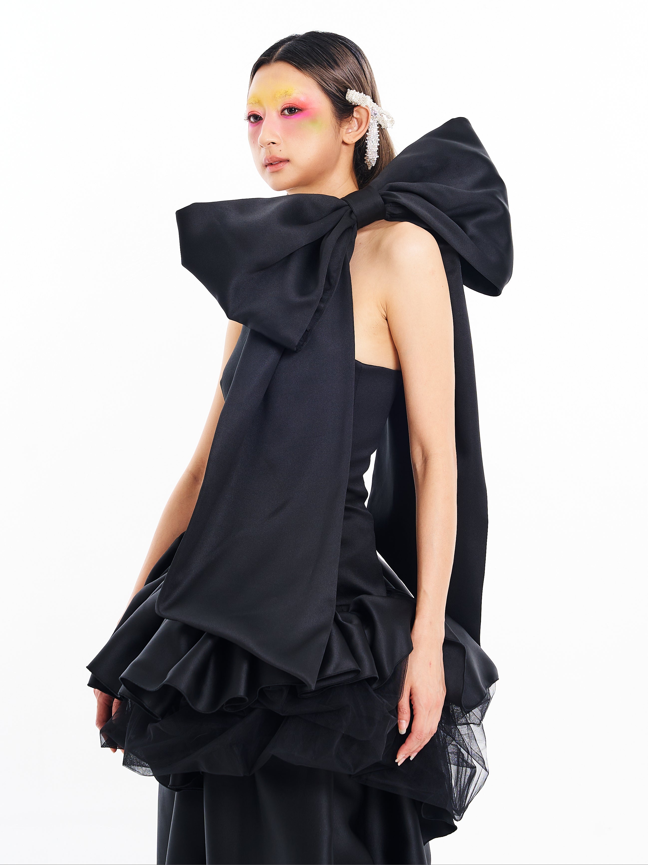 Black Stacked Ribbon Maxi Dress