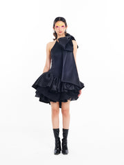 Black Stacked Ribbon Dress