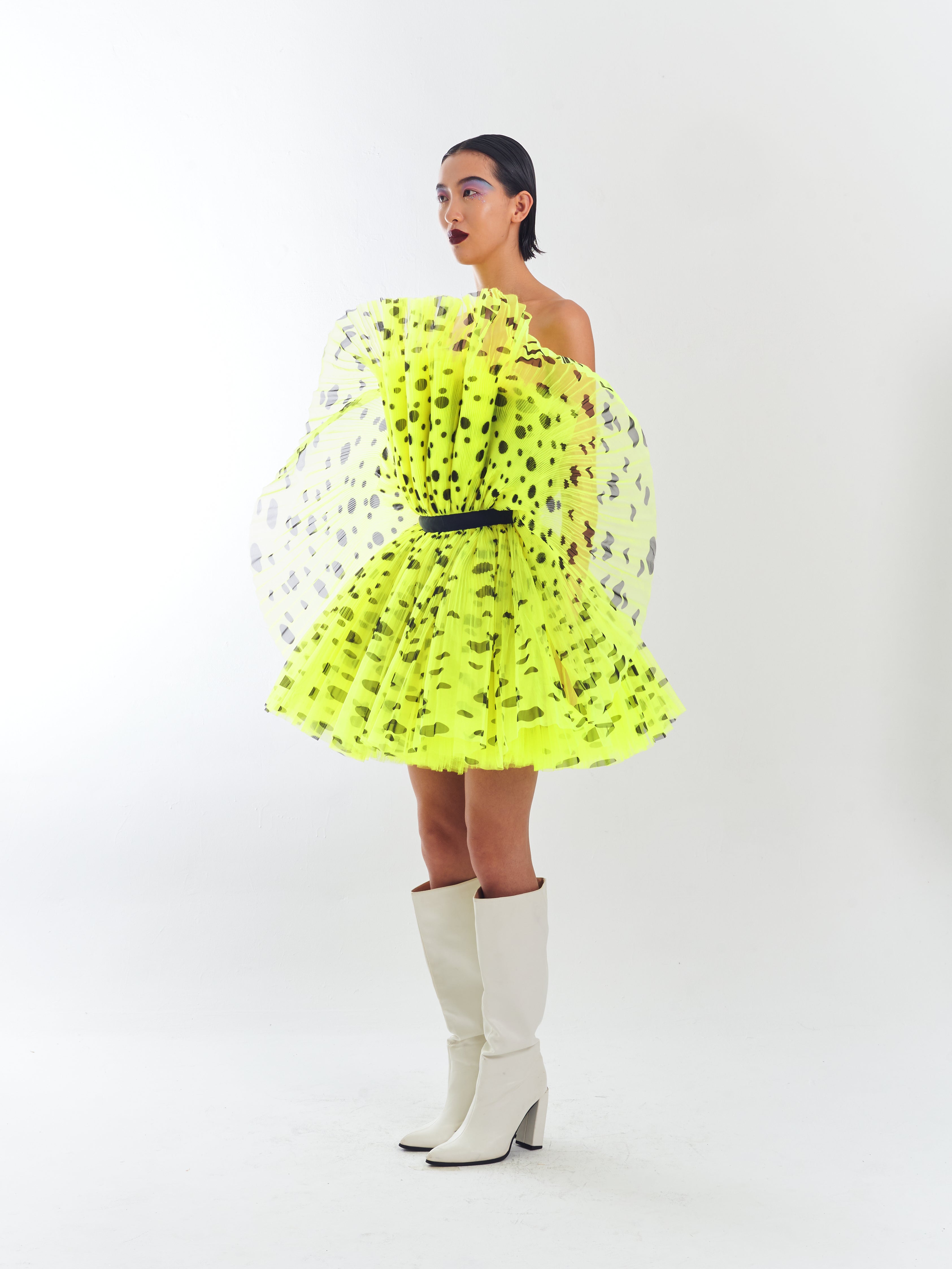 Yellow Ruffle Polka Dot Dress