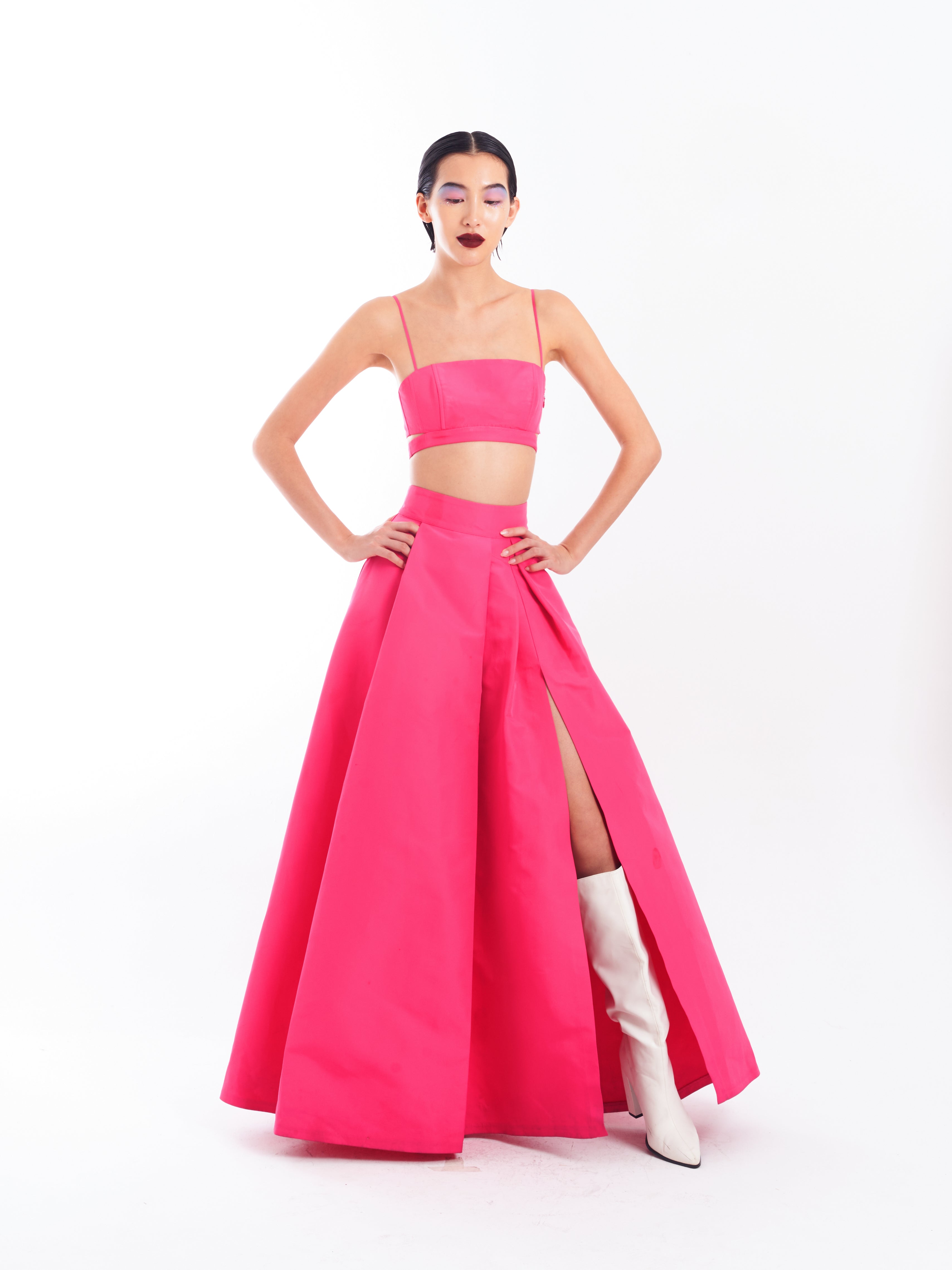 Pink Crop Maxi Pants Set