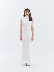 White High Cowl Maxi Dress