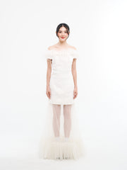 White Lace Feather Dress
