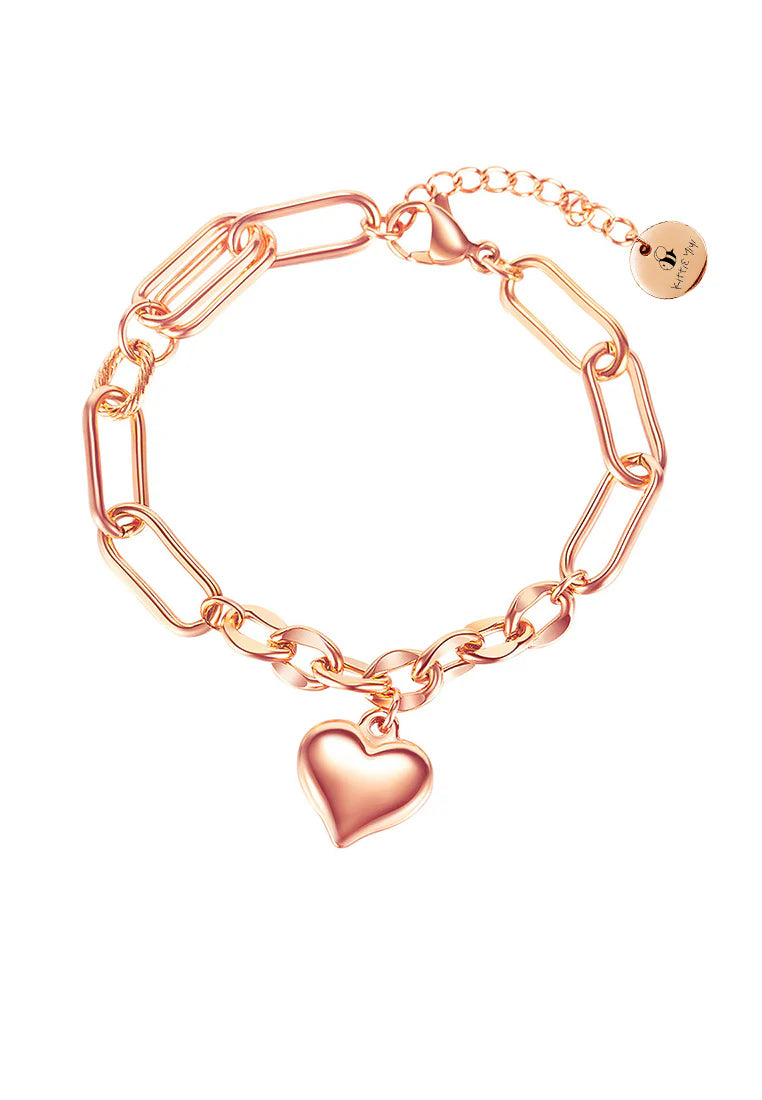 Rose Gold Everlast Engravable Heart Link Chain Bracelet