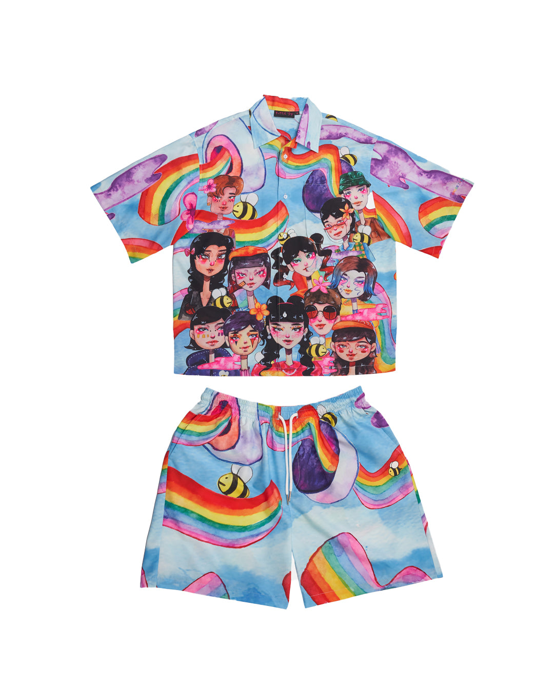 Blue Rainbow Shirt Set