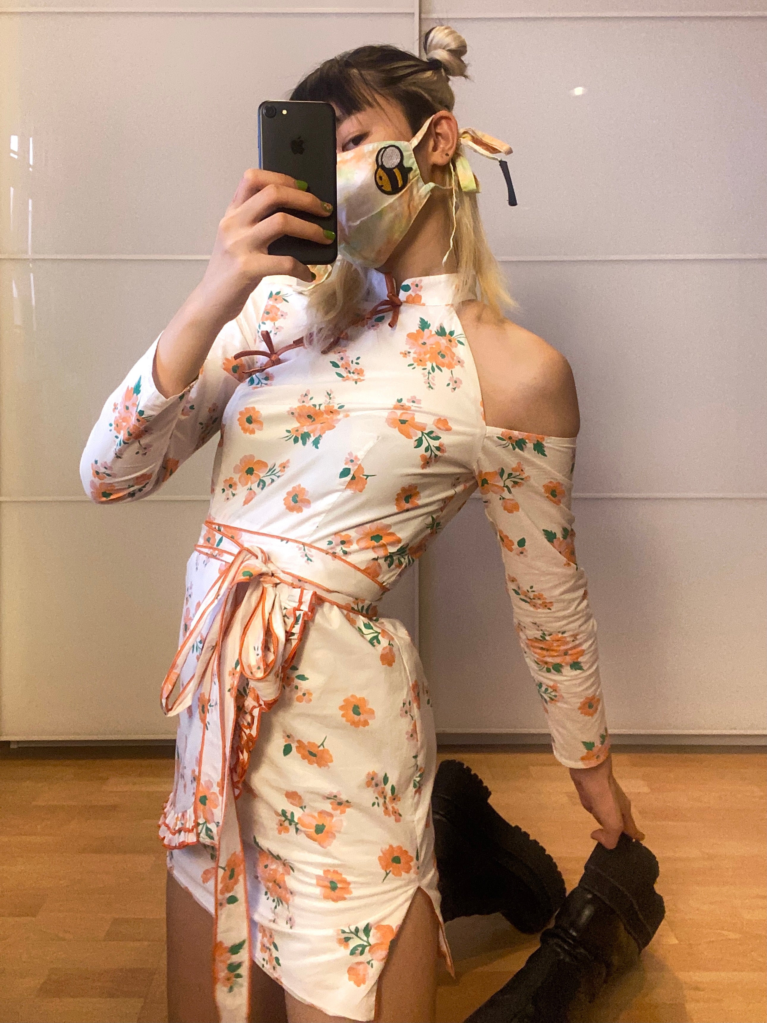 White and Orange Cheongsam