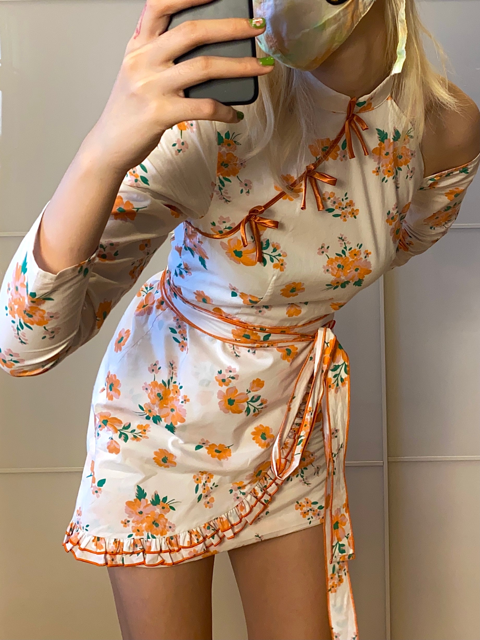 White and Orange Cheongsam