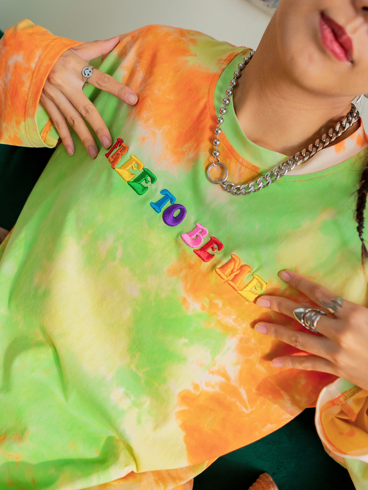 Orange and Green 'FREE TO BE ME' Tee