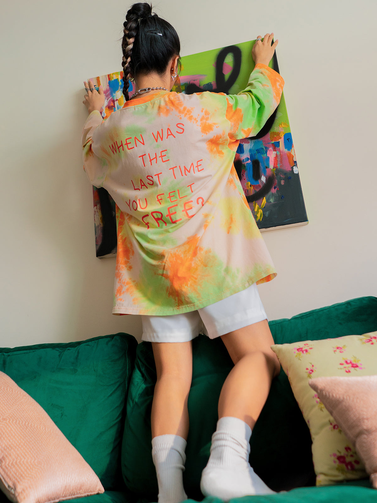 Orange and Green 'FREE TO BE ME' Tee