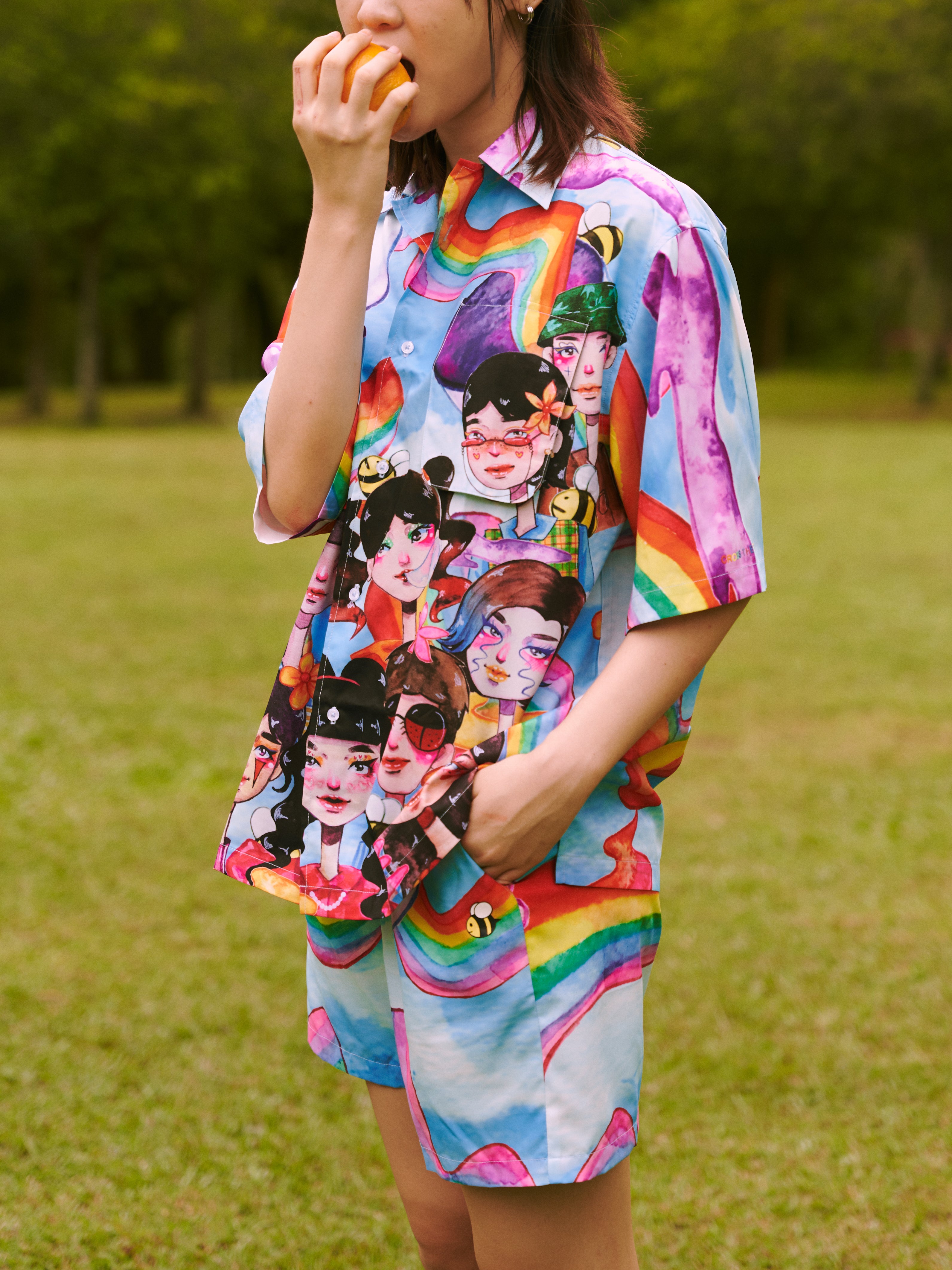 Blue Rainbow Shirt Set