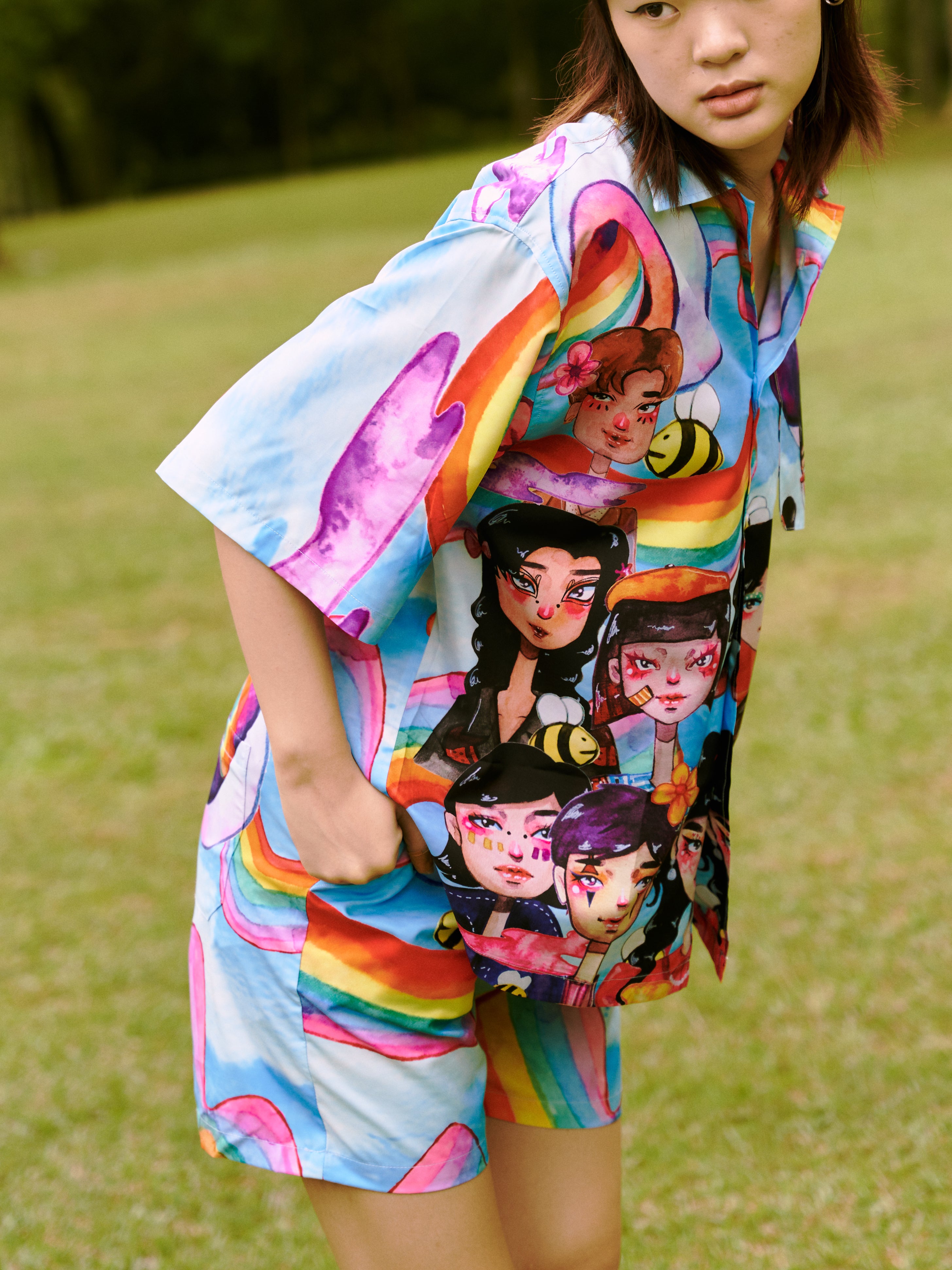 Blue Rainbow Shirt Set