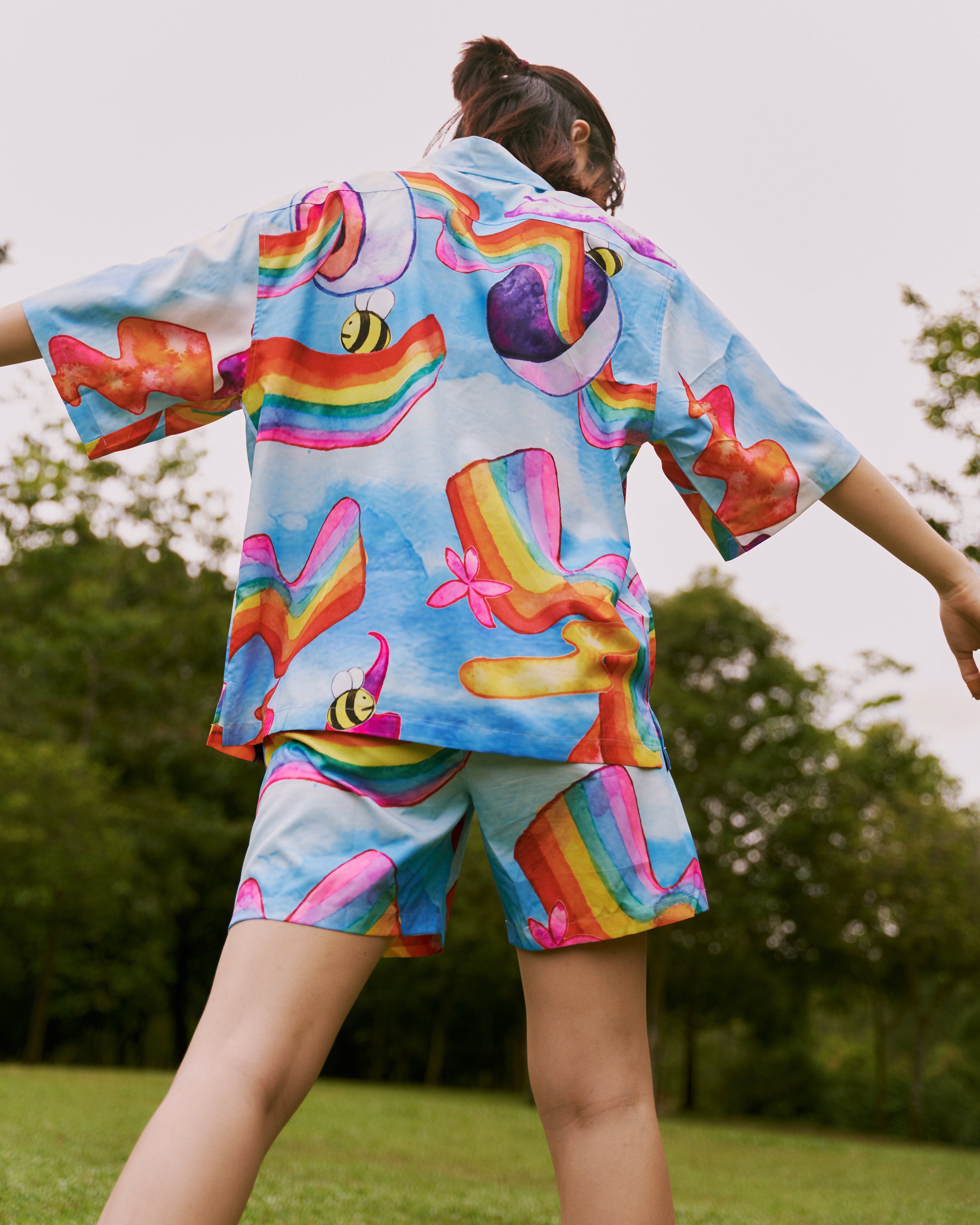 Blue Rainbow Shirt Set