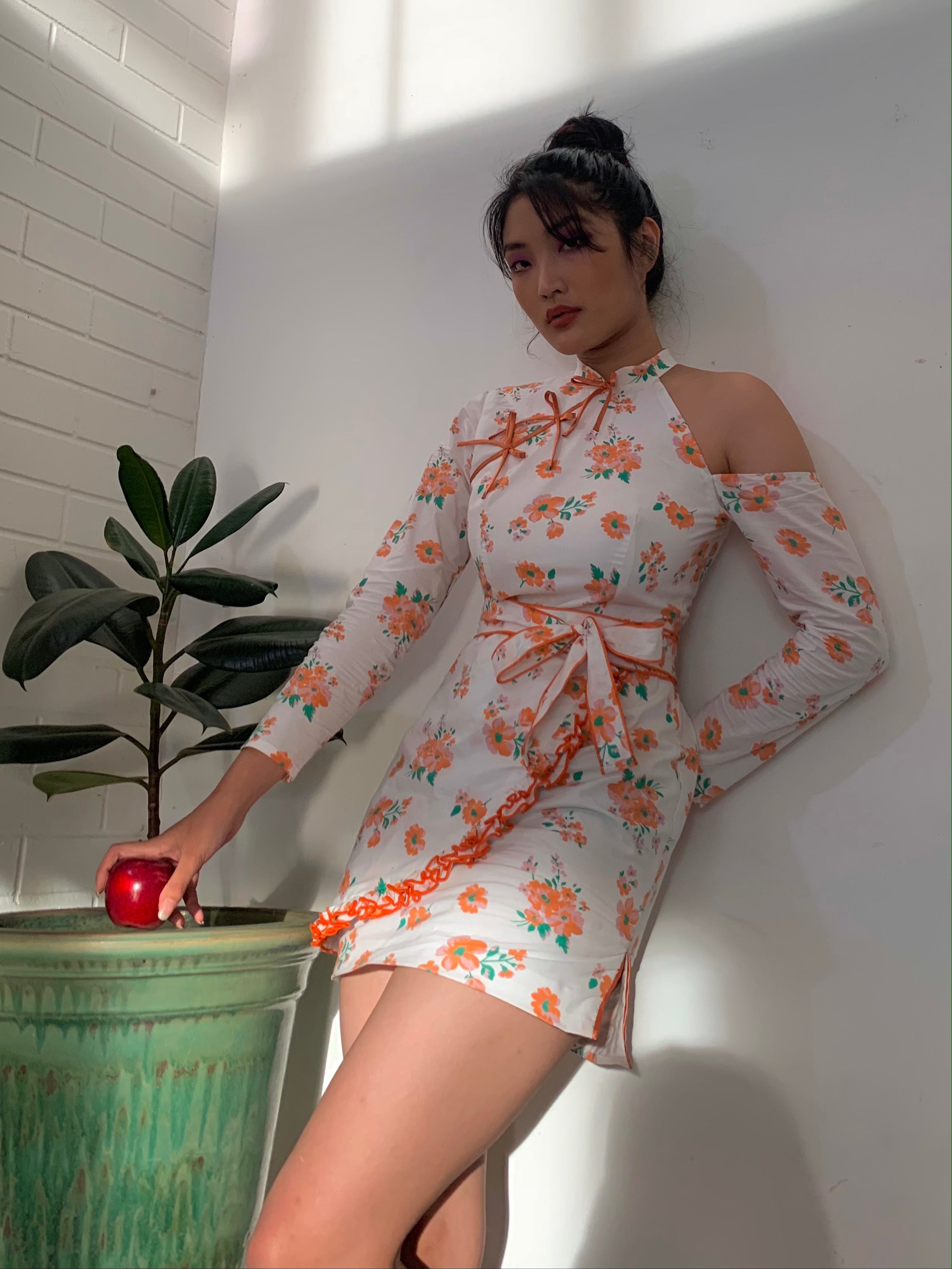 White and Orange Cheongsam