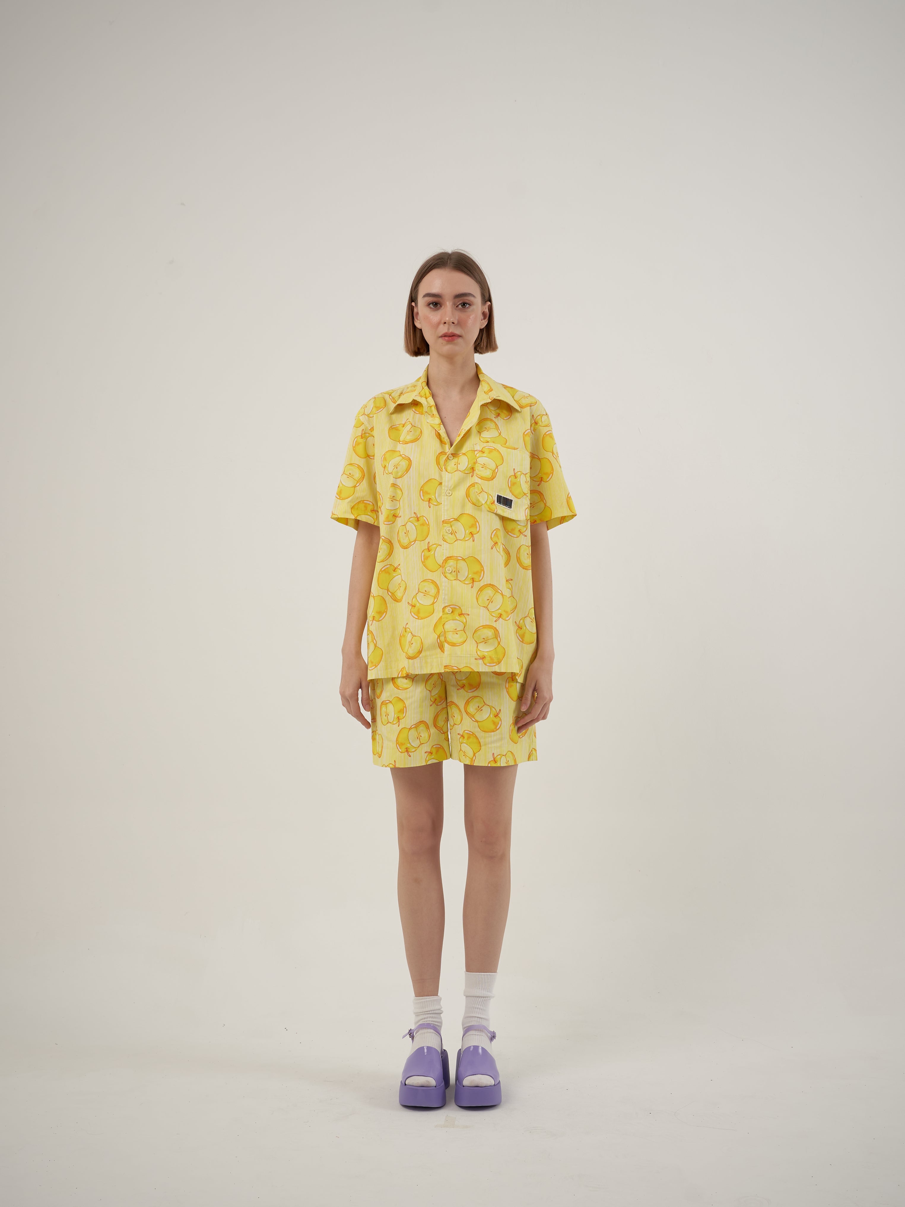 Yellow Apple Shorts Set