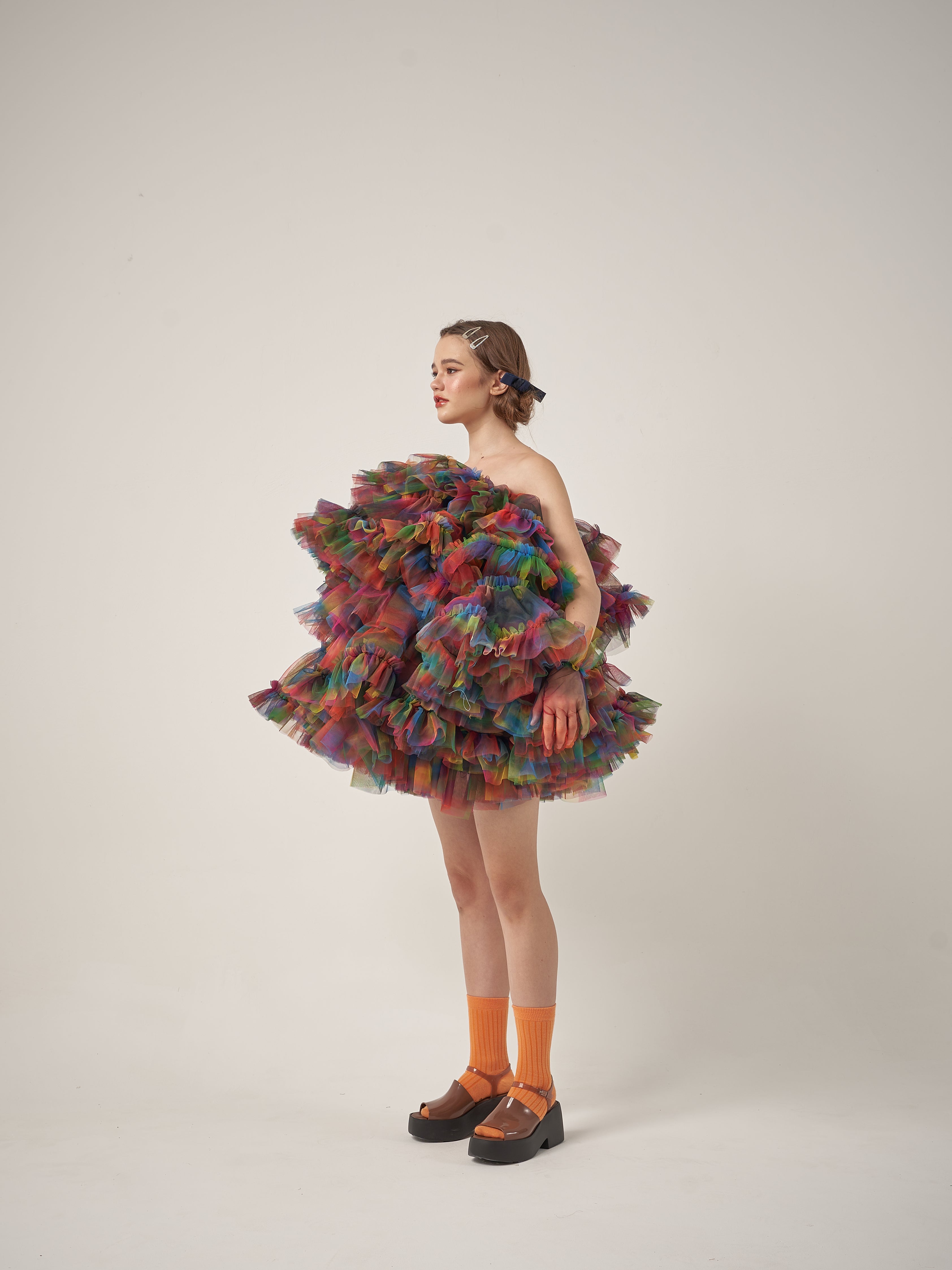 Rainbow Puffy Tulle Dress