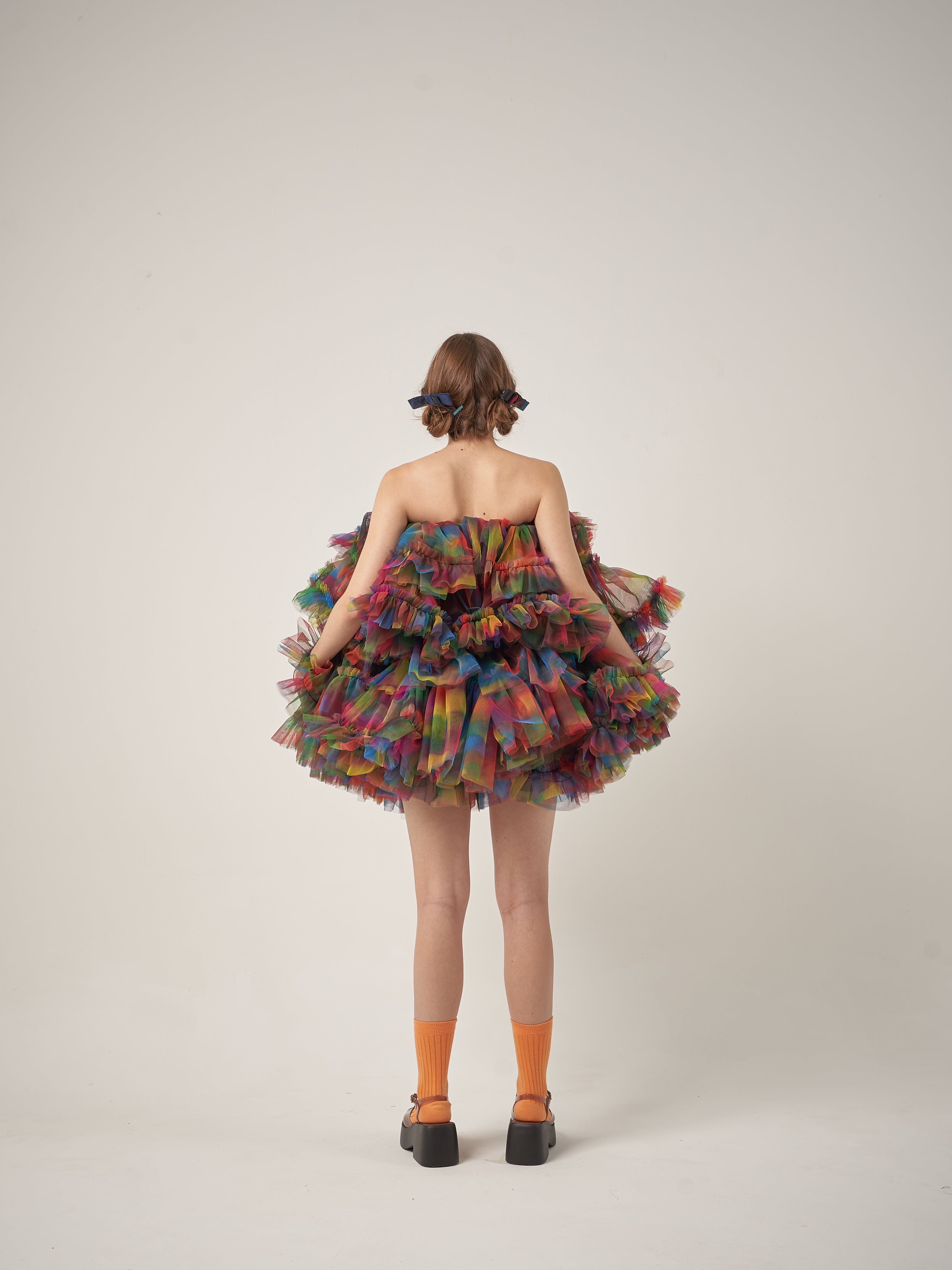 Rainbow Puffy Tulle Dress