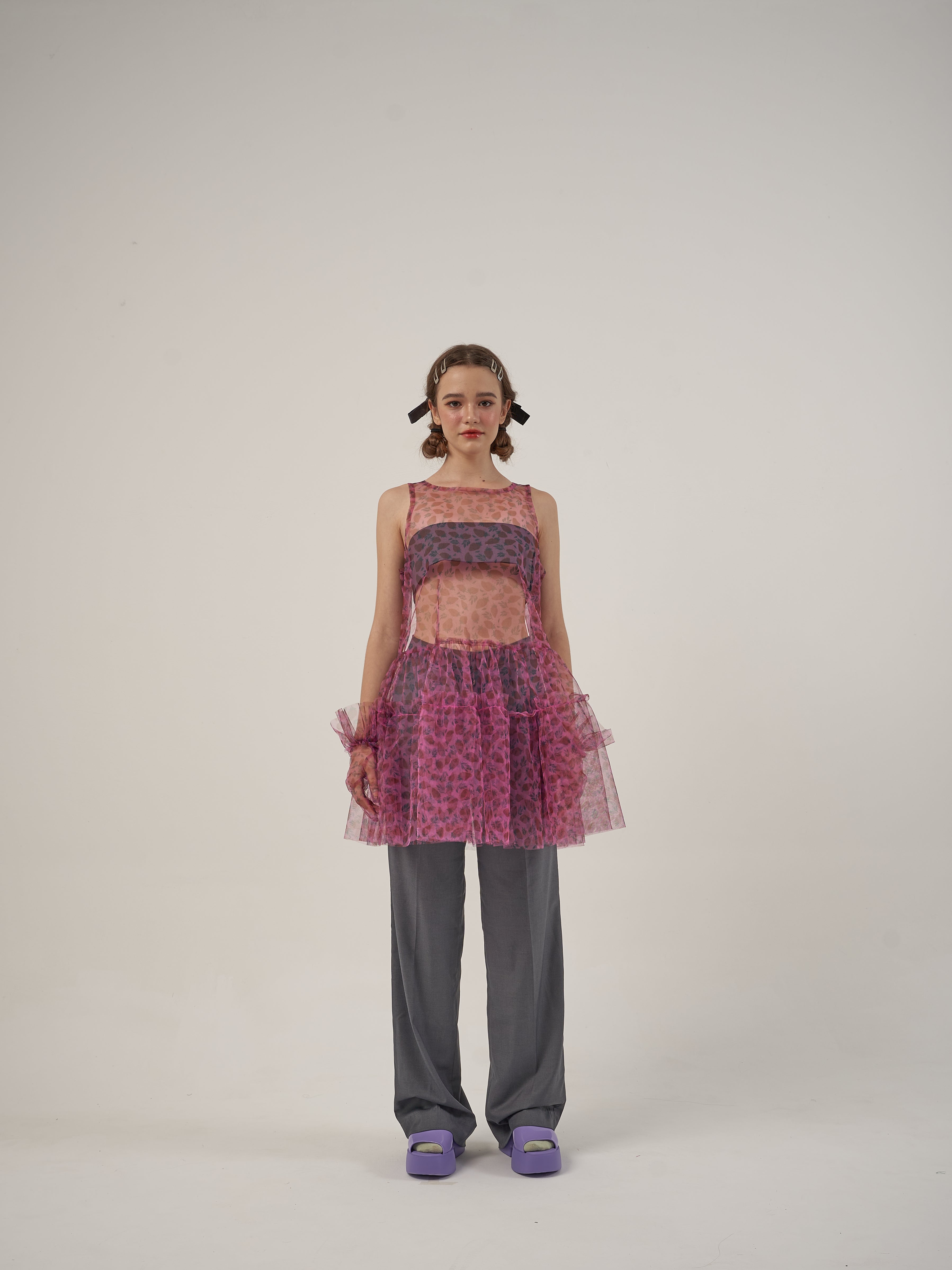 Pink Strawberry Dress and Grey Suit Set