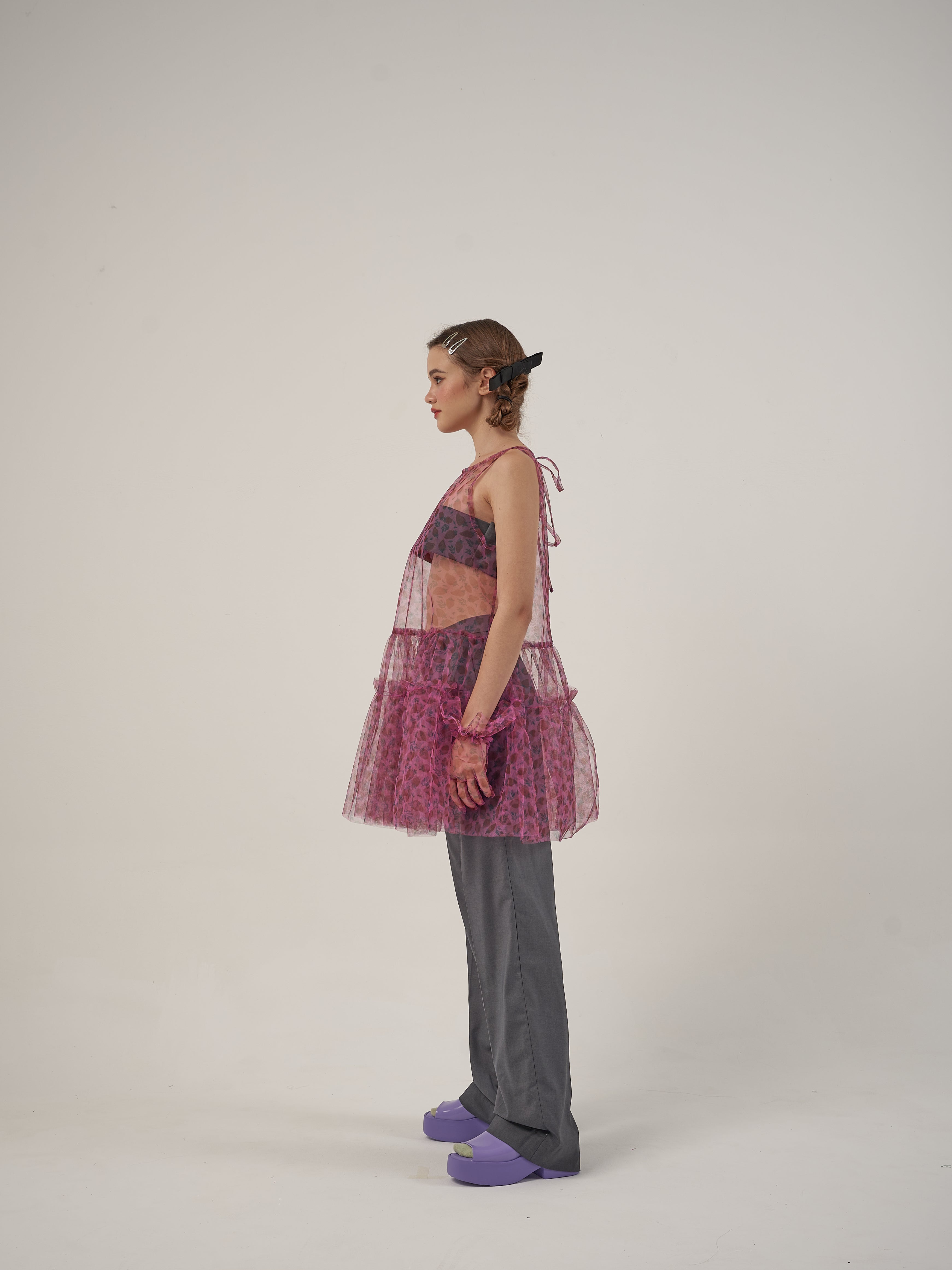 Pink Strawberry Dress and Grey Suit Set