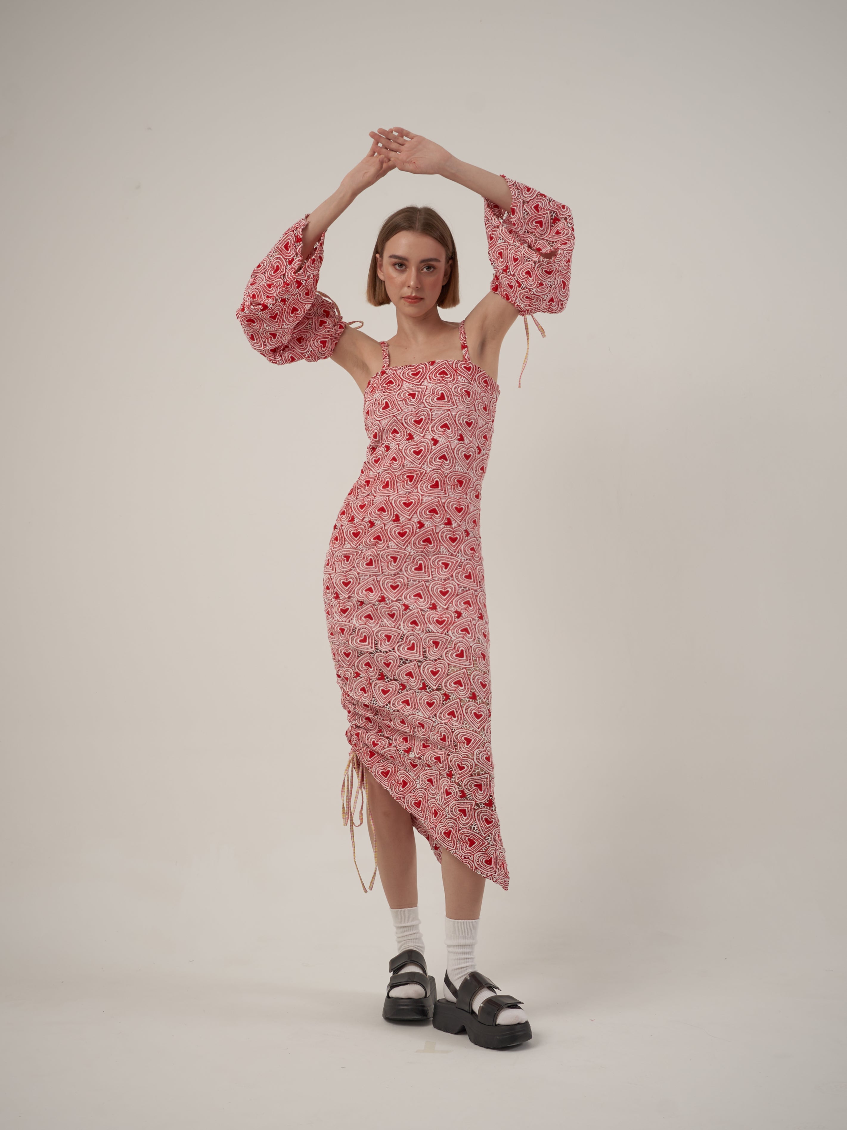 Red Hearts Lace Dress